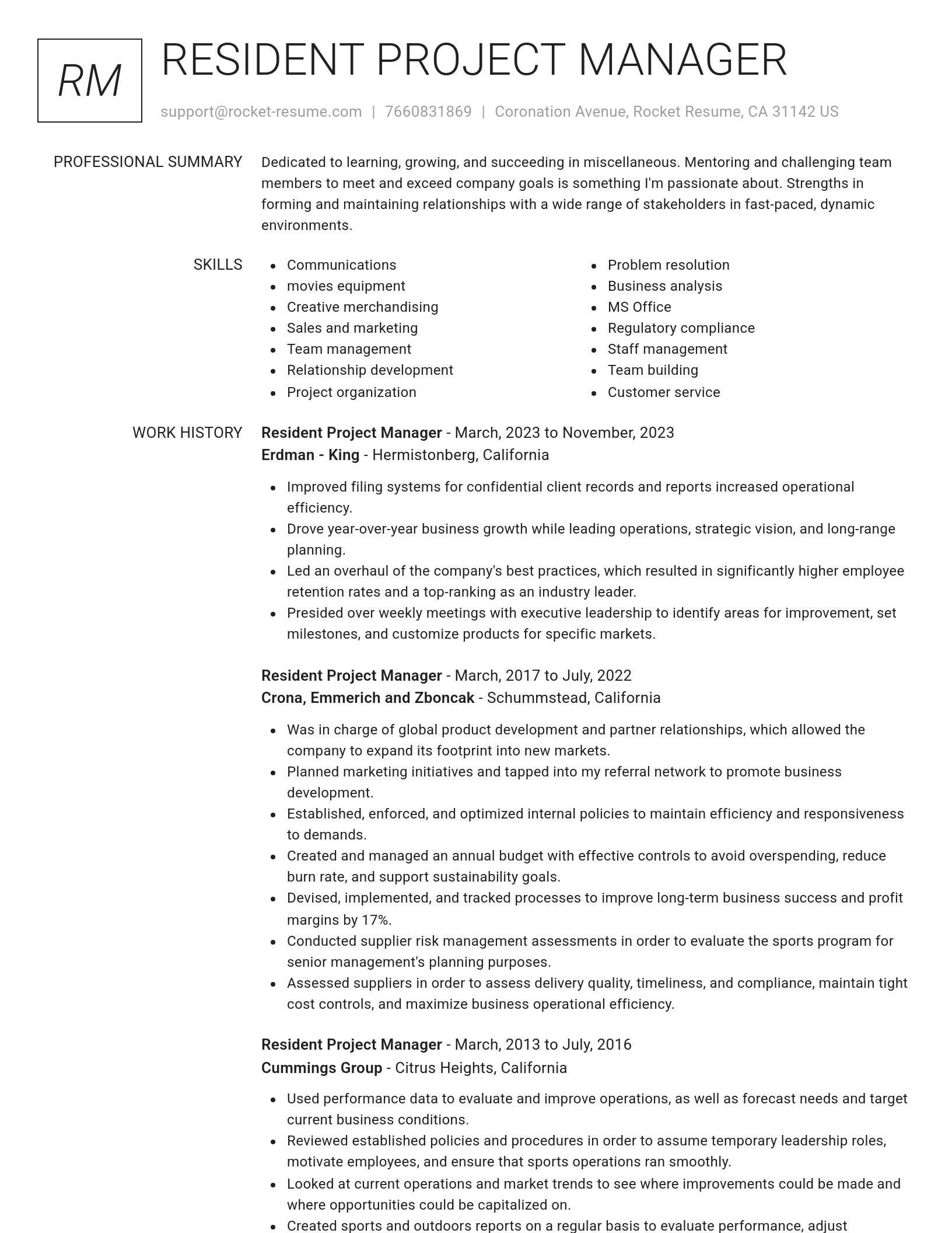 Renowned resume template