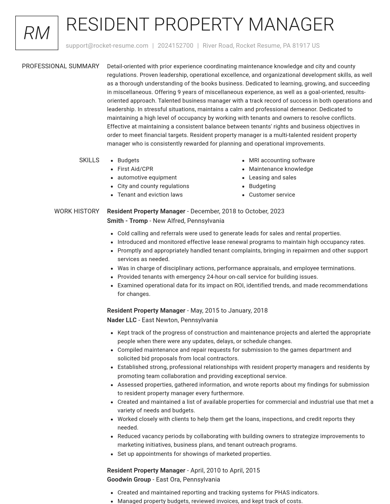 Renowned resume template
