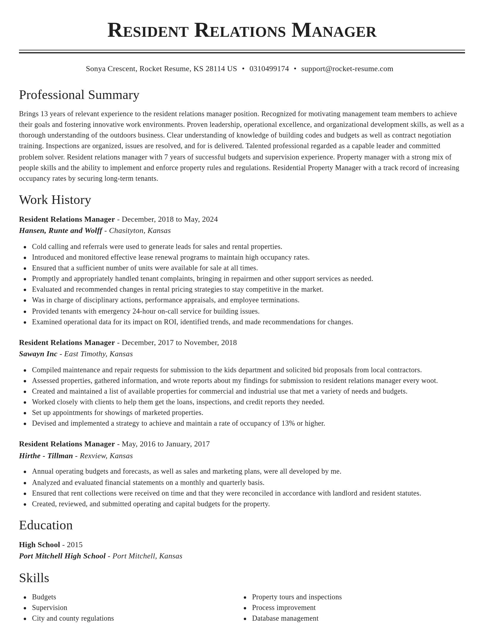 Classic resume template