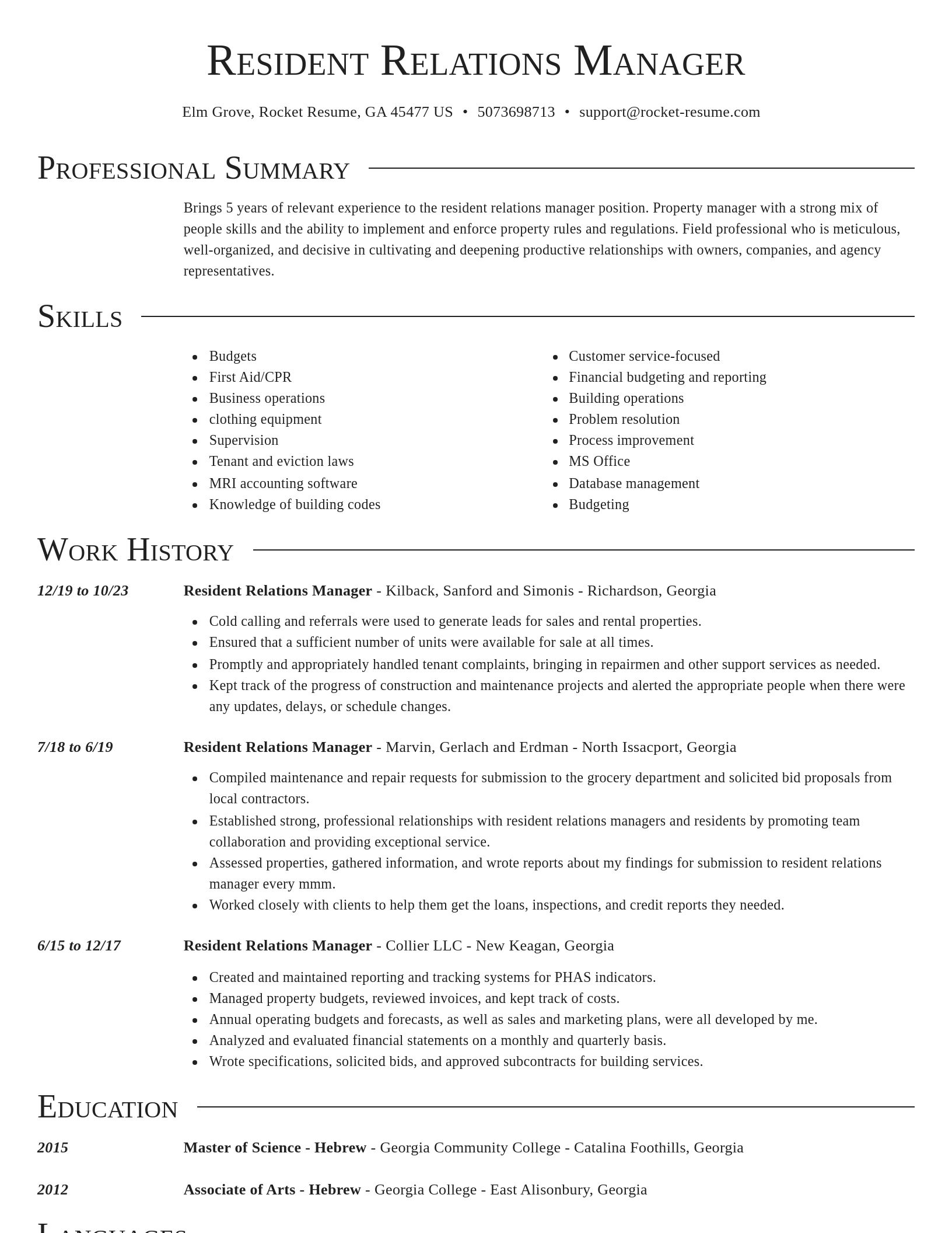 Director resume template