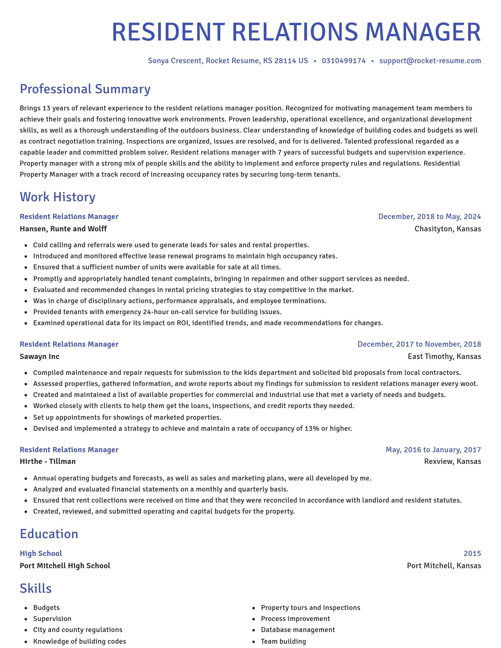 Novel resume template