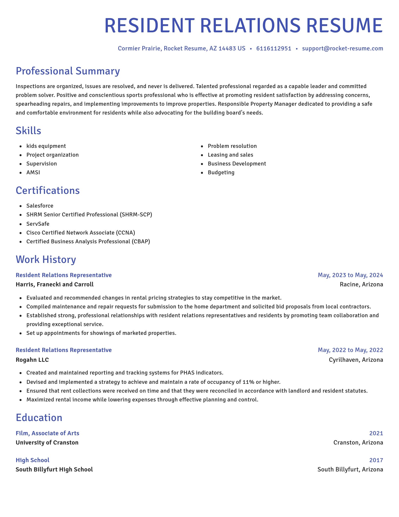Novel resume template