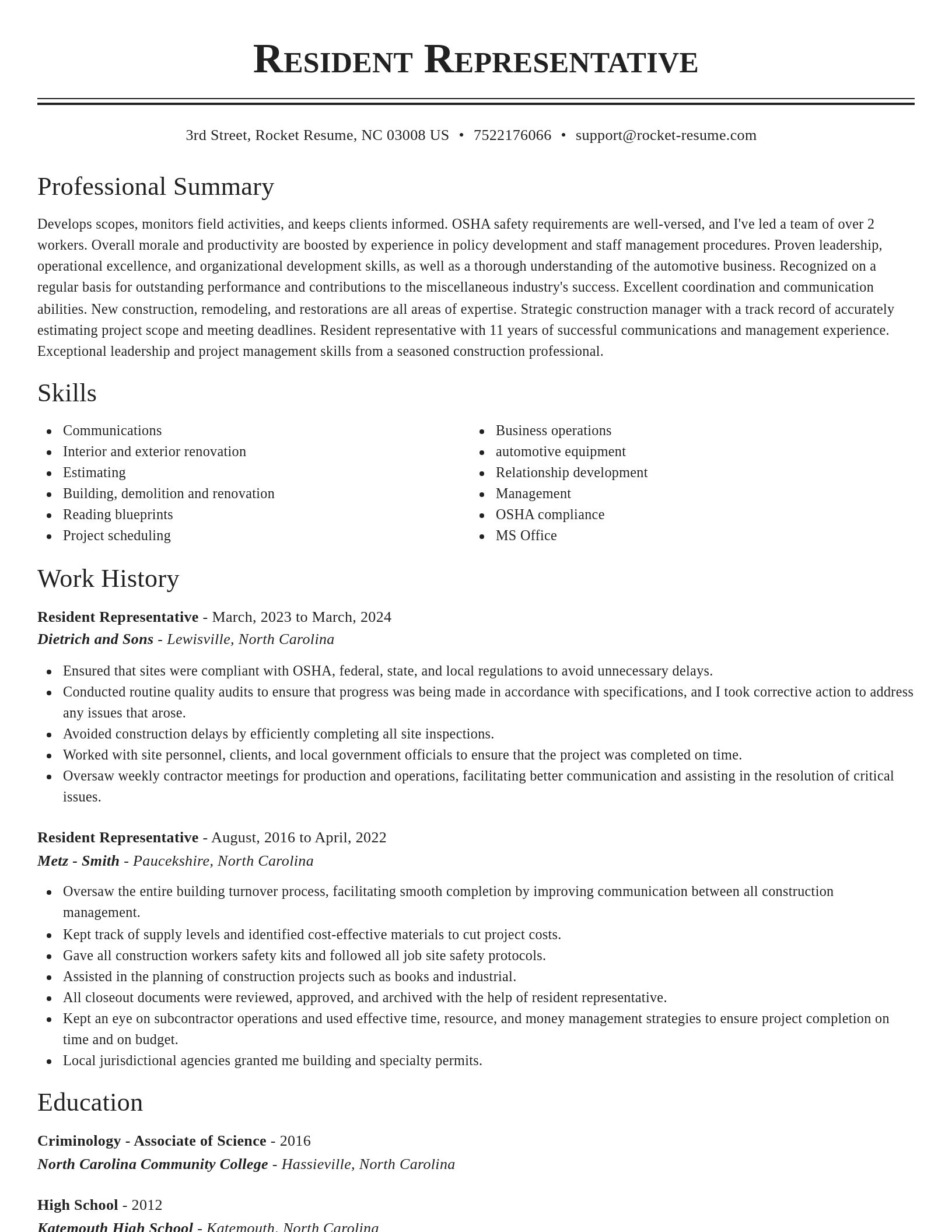 Classic resume template
