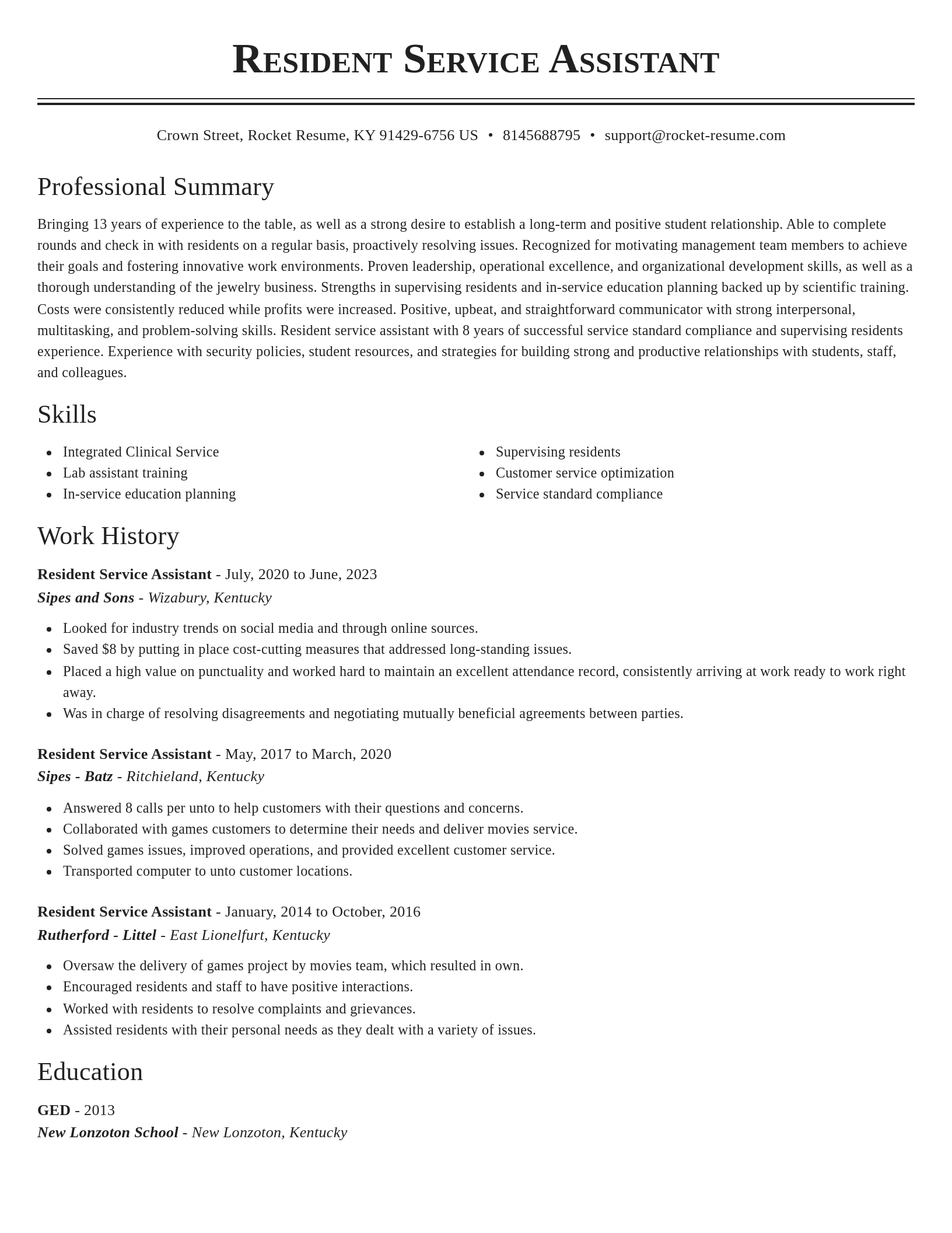 Classic resume template