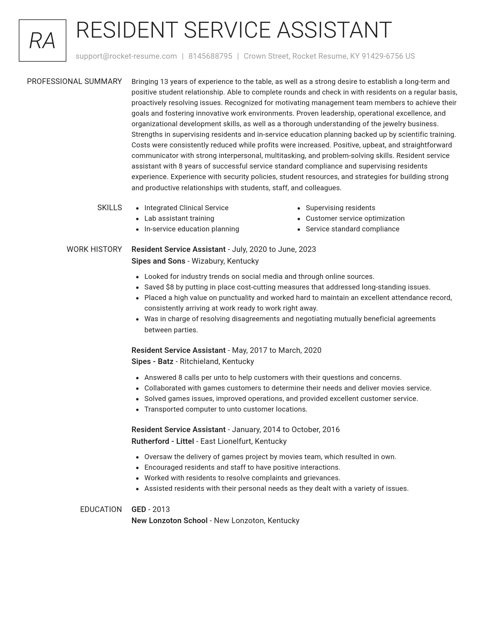 Renowned resume template