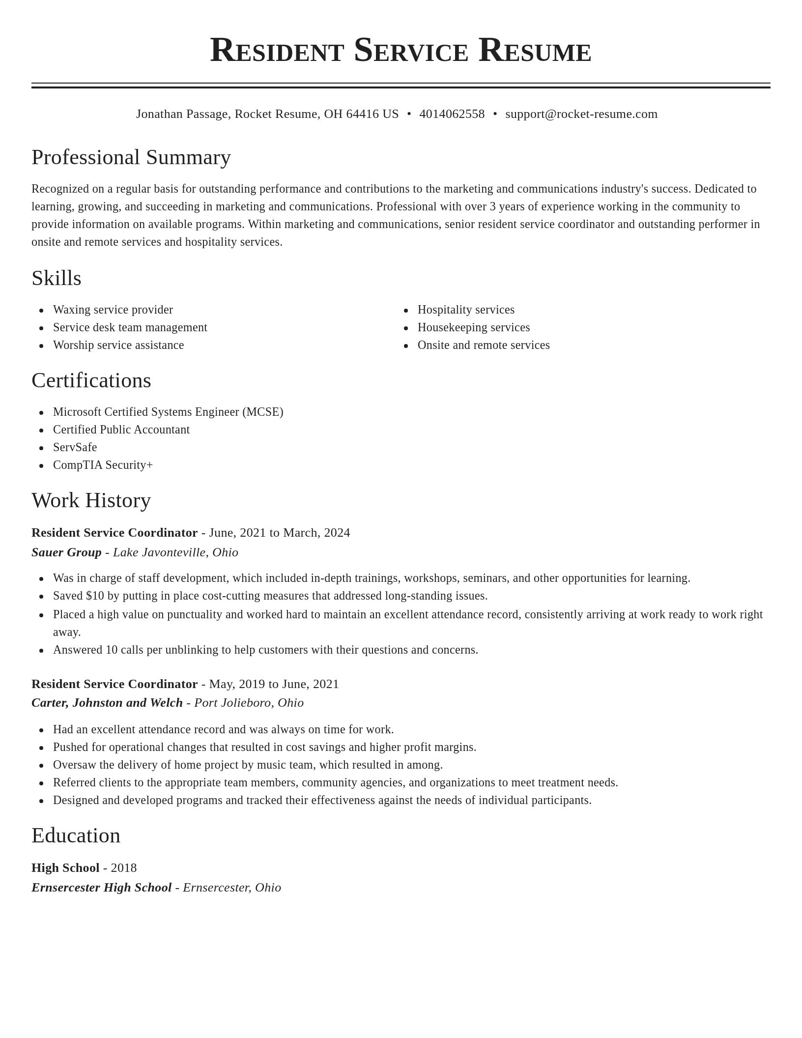 Classic resume template