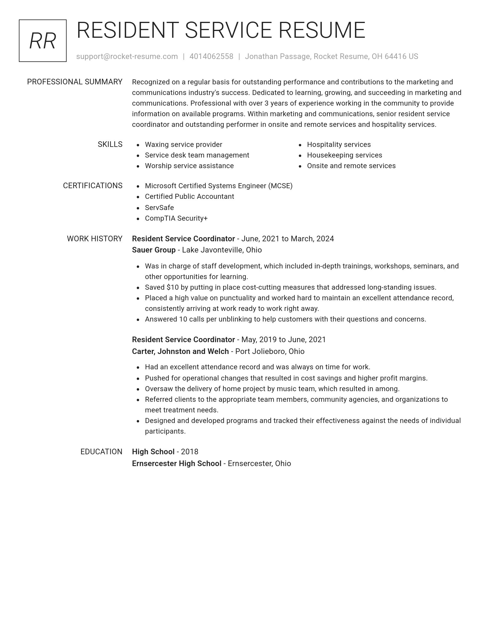 Renowned resume template