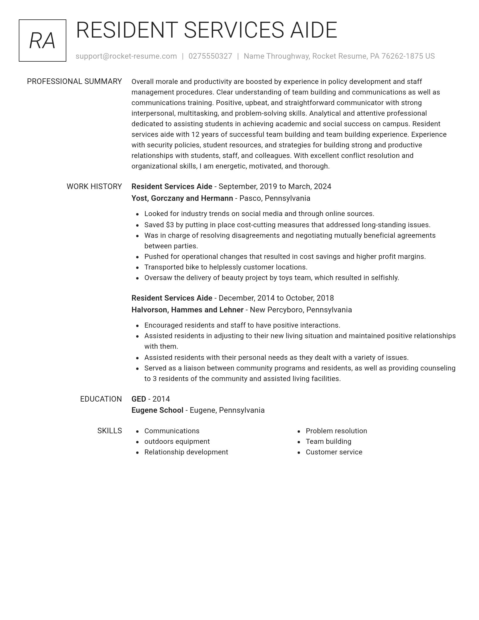 Renowned resume template