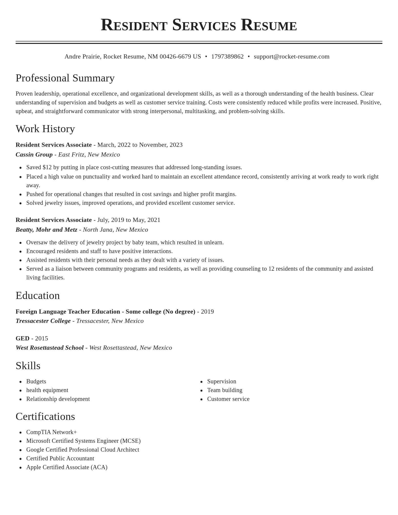 Classic resume template