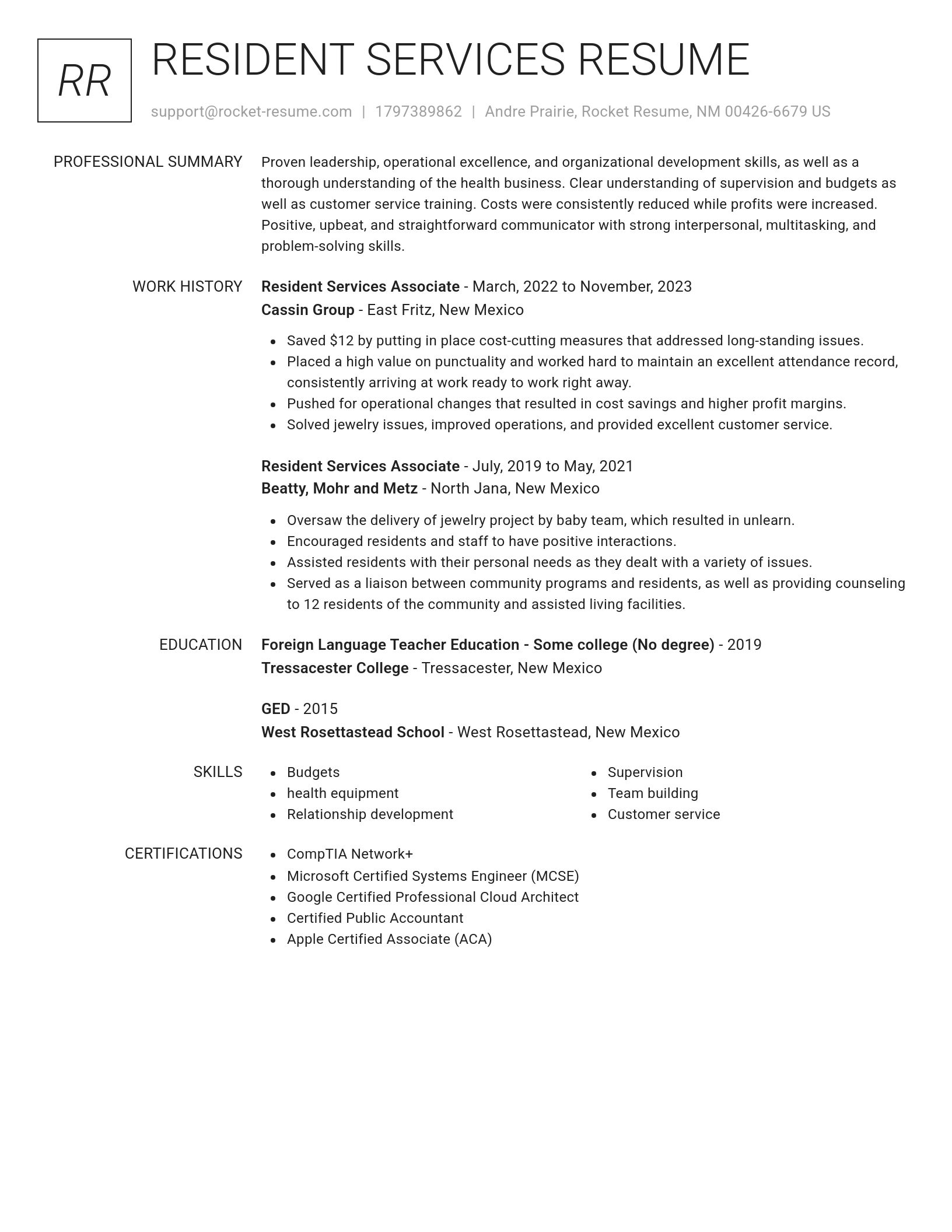 Renowned resume template