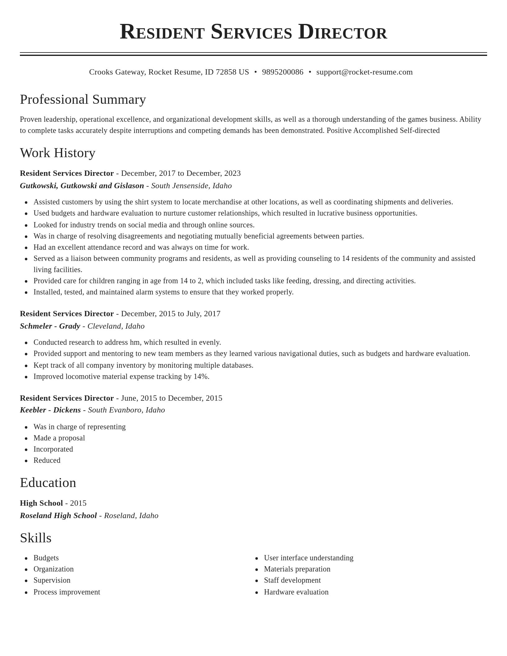 Classic resume template