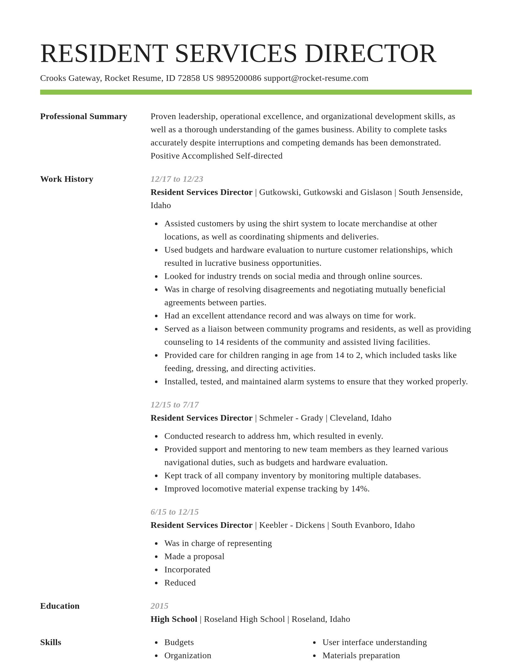Smart resume template