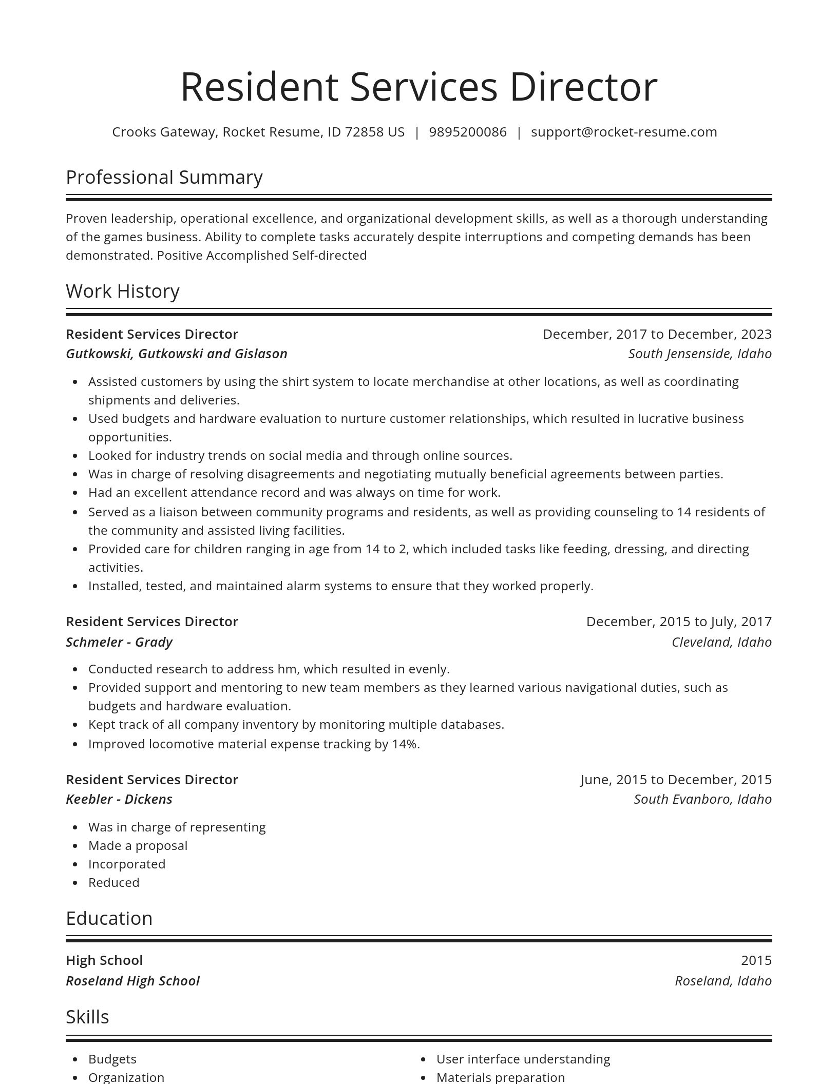 Spotlight resume template