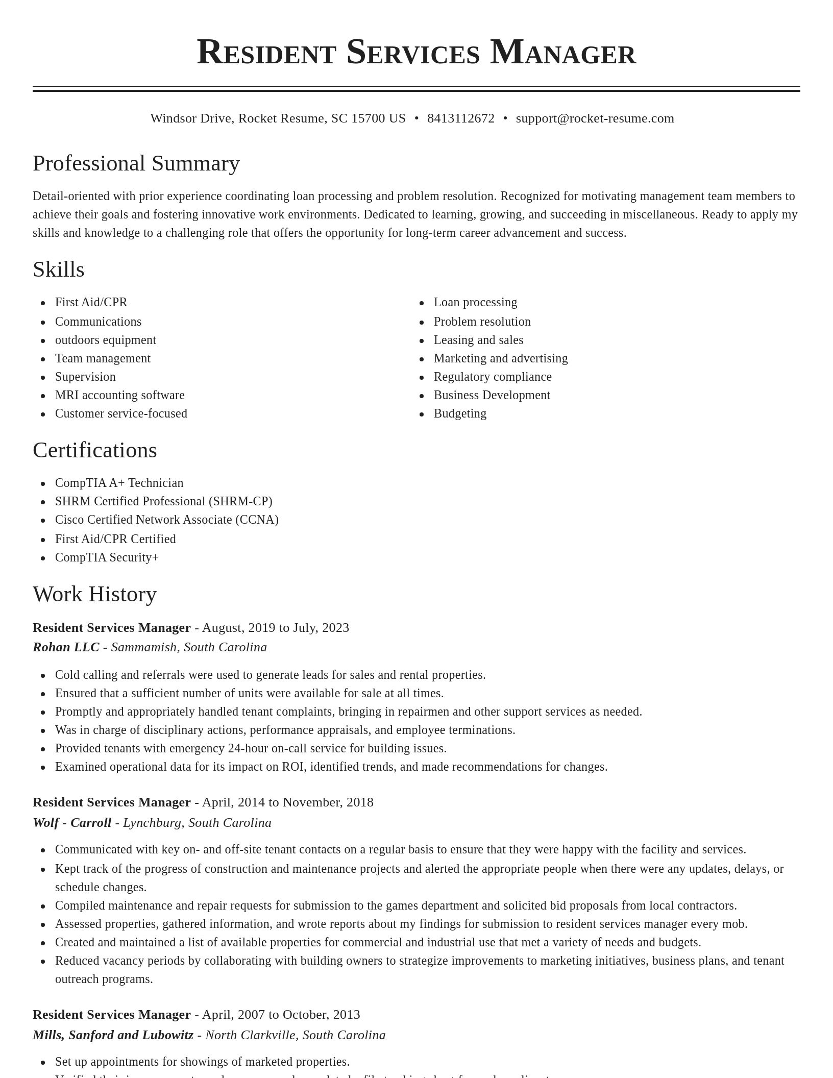 Classic resume template