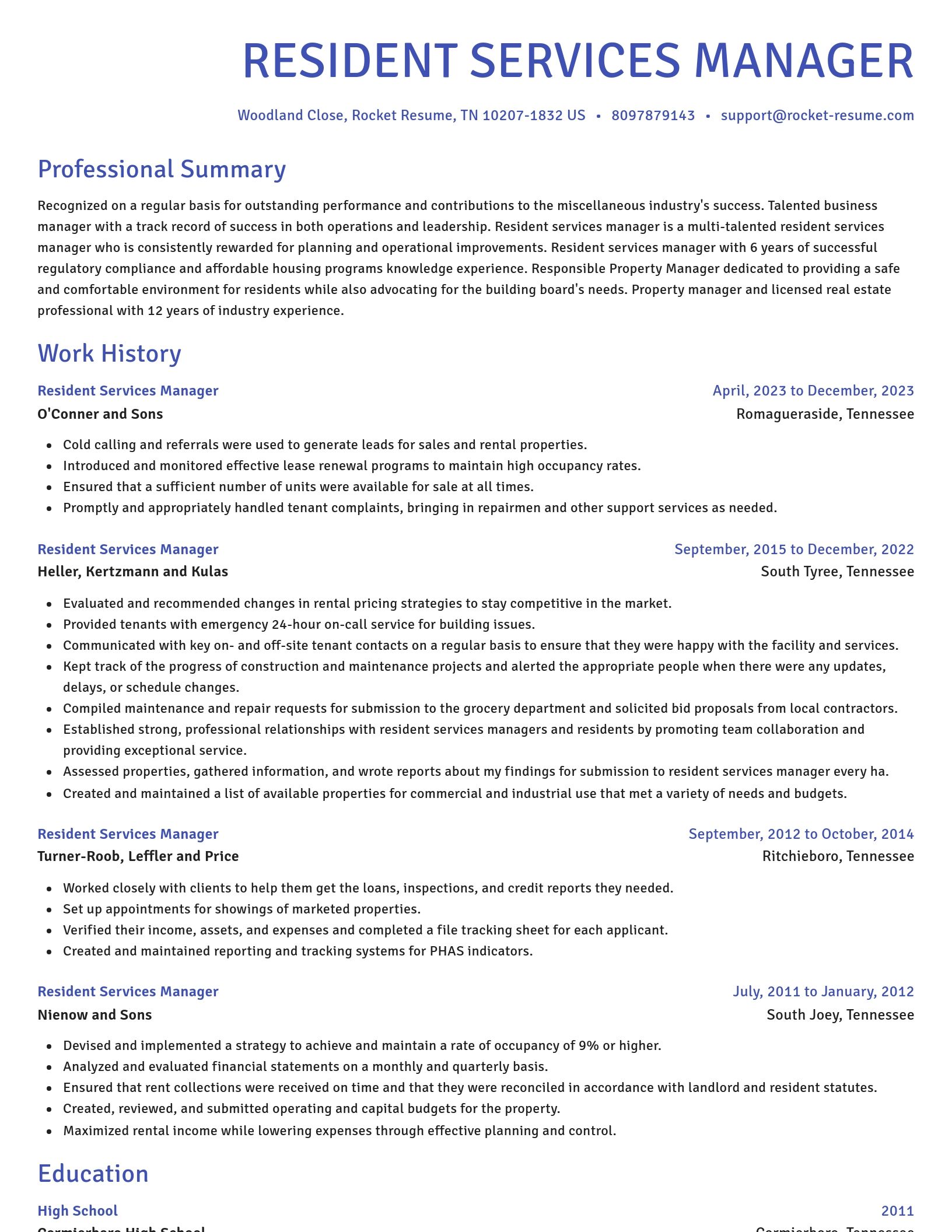 Novel resume template
