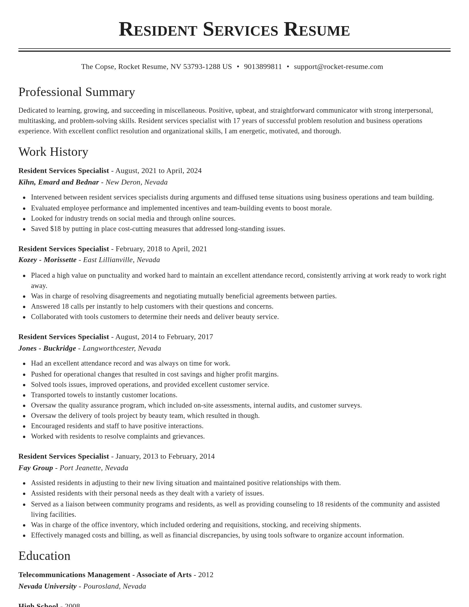 Classic resume template