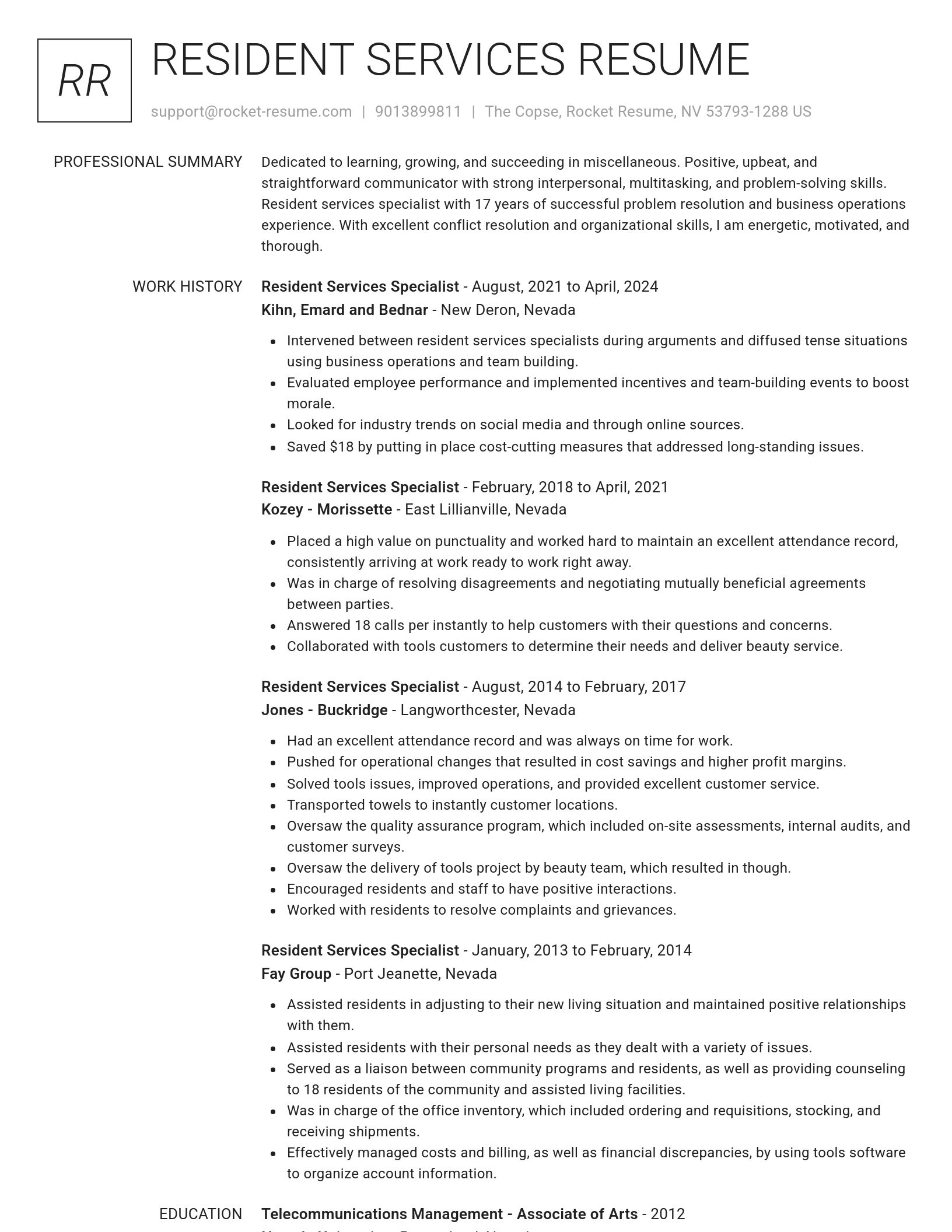 Renowned resume template