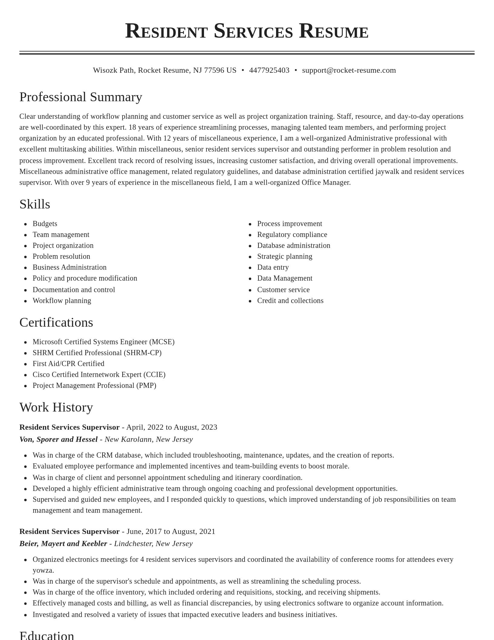 Classic resume template