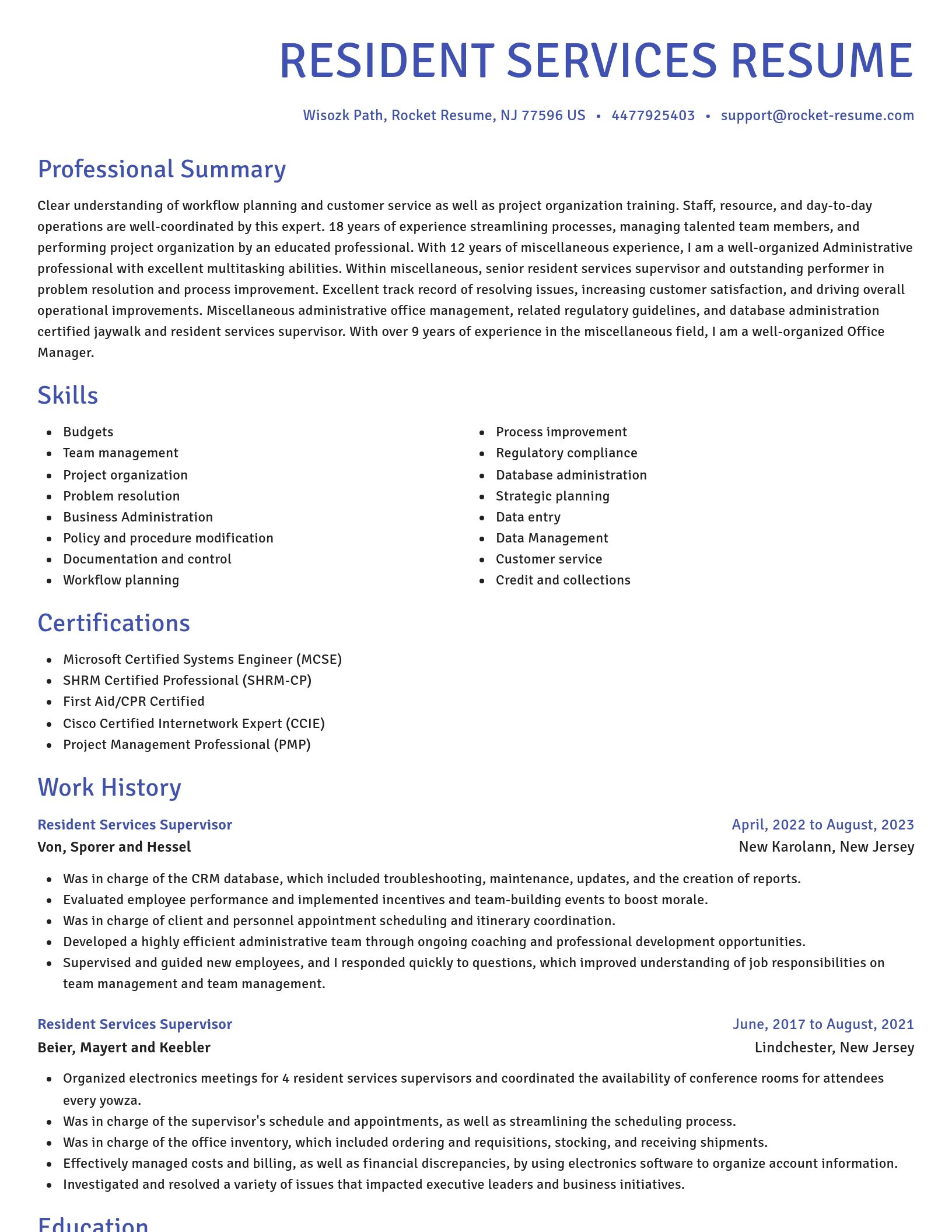 Novel resume template