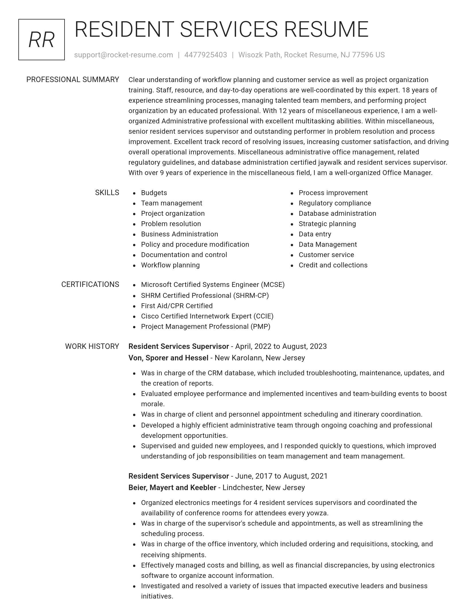 Renowned resume template