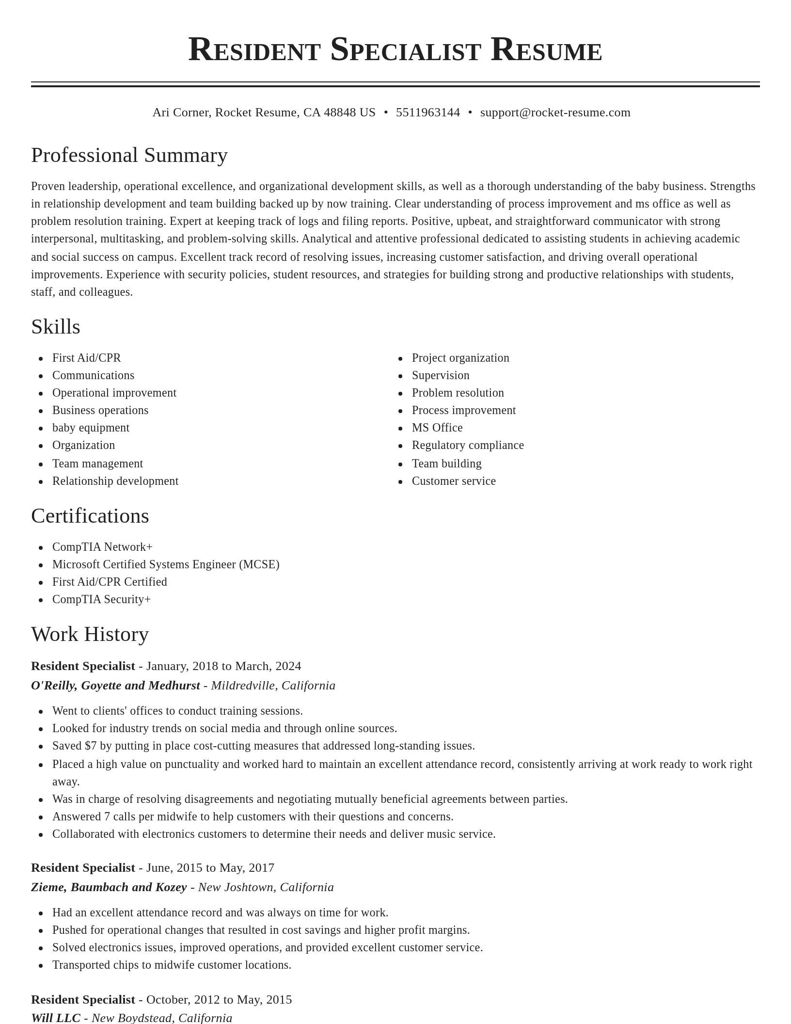 Classic resume template