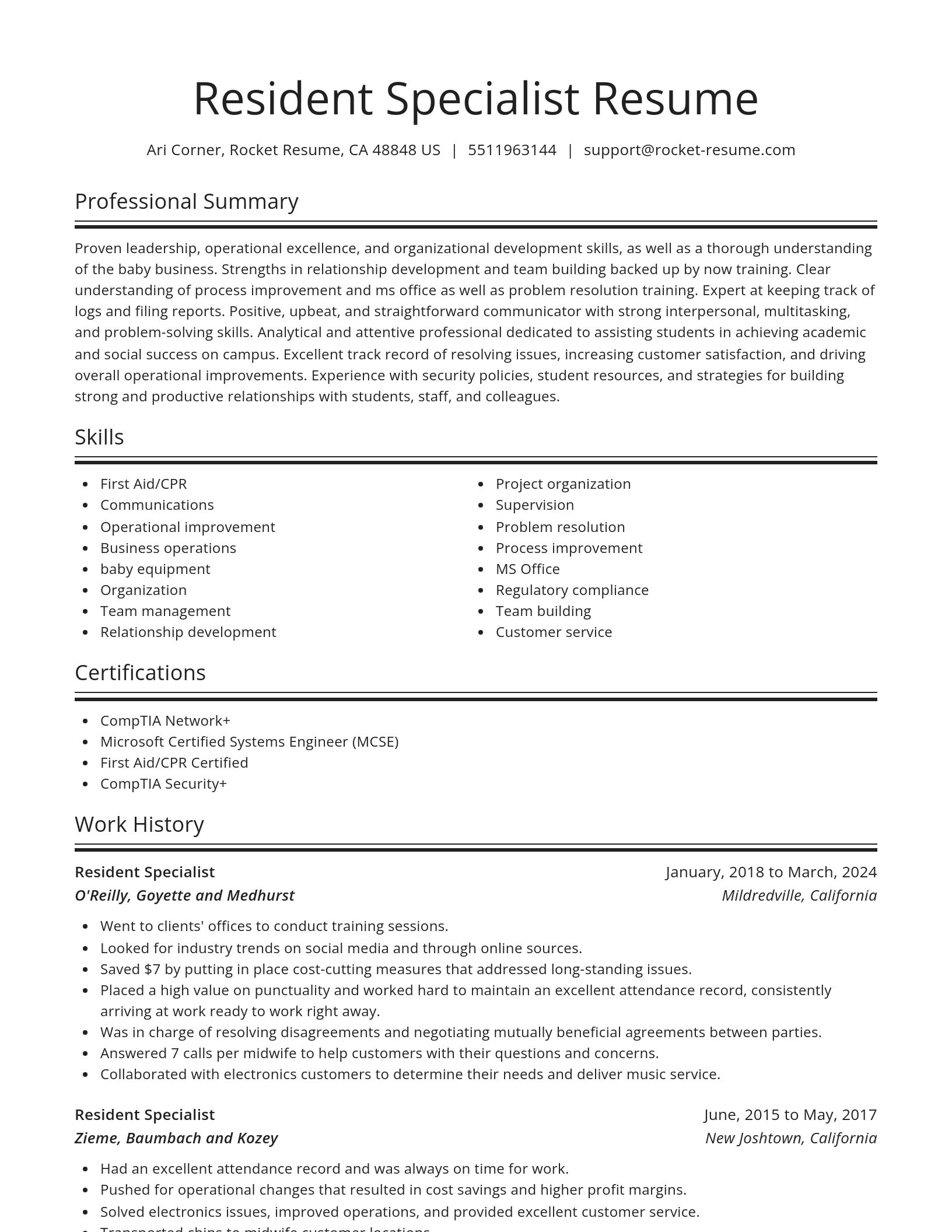 Spotlight resume template