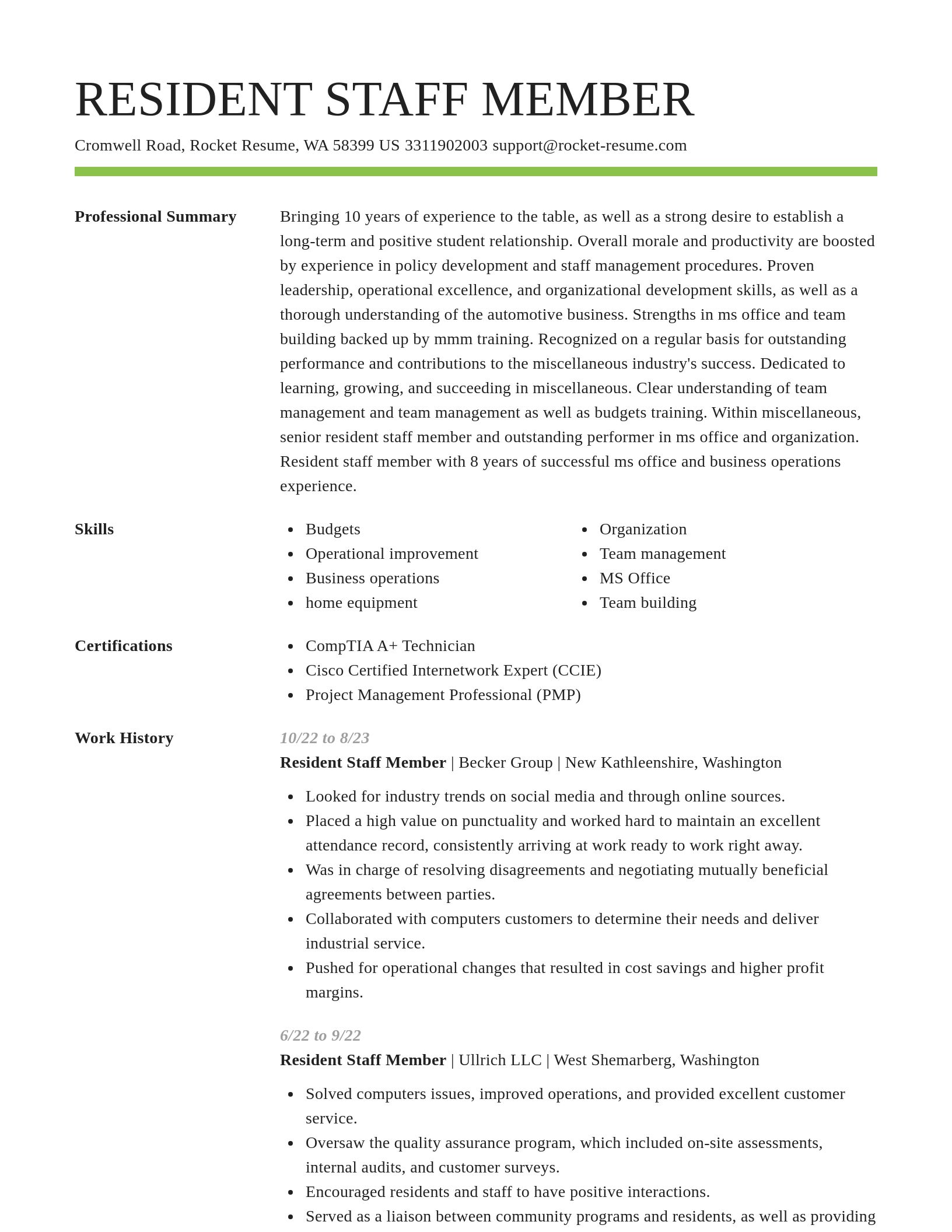 Smart resume template