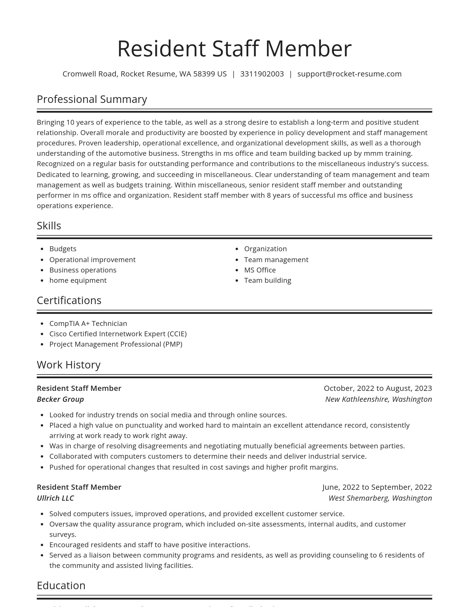 Spotlight resume template