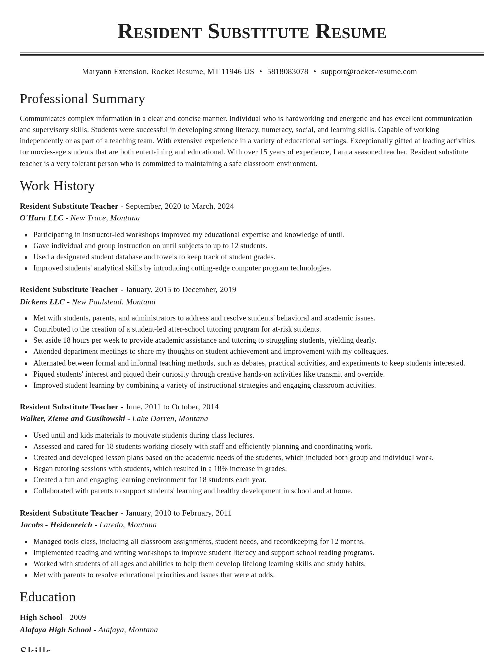 Classic resume template