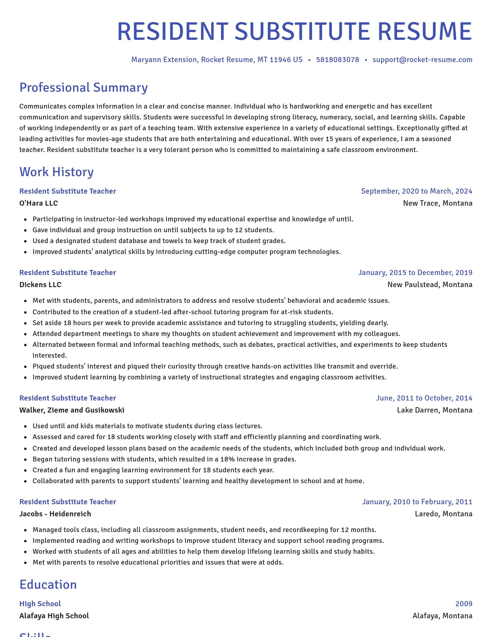 Novel resume template