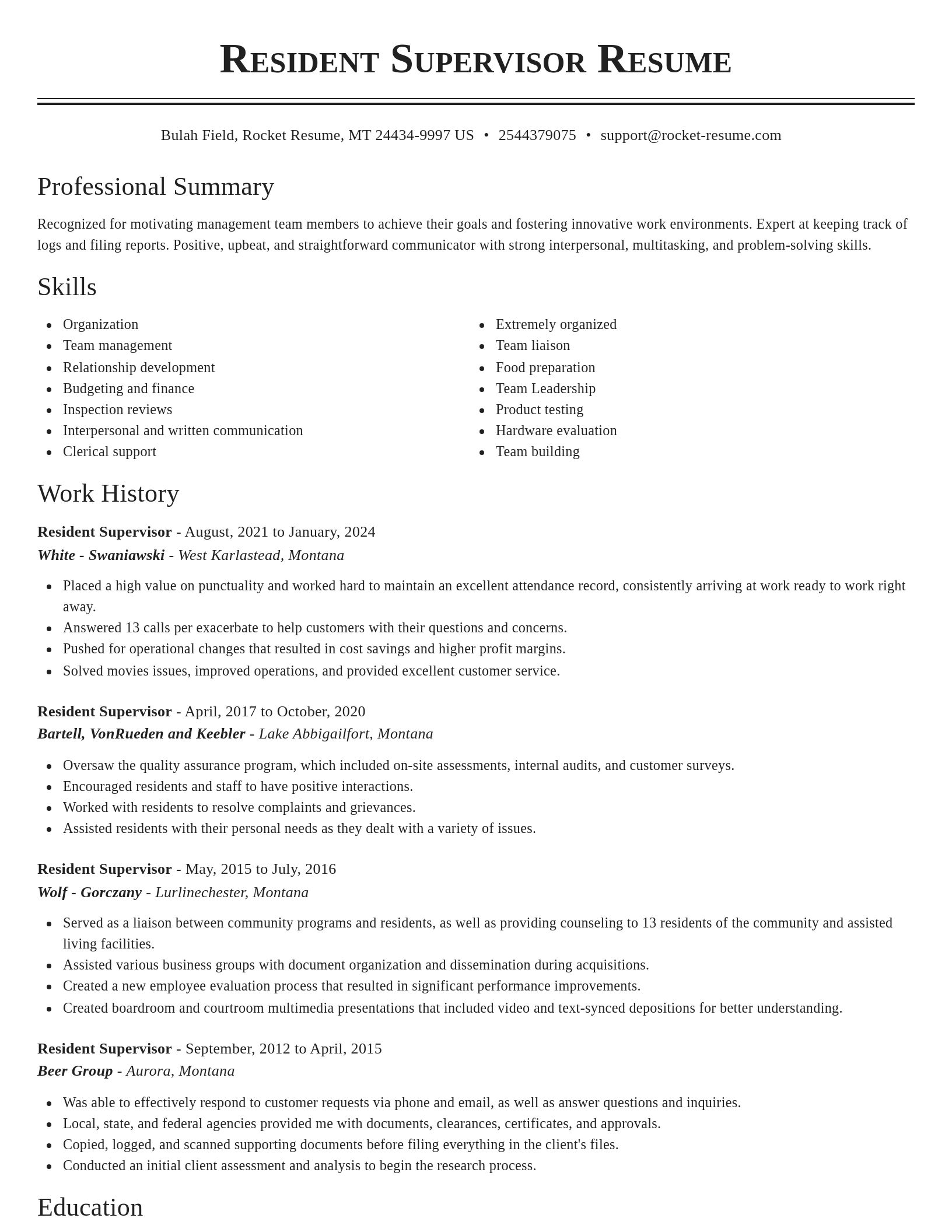 Classic resume template