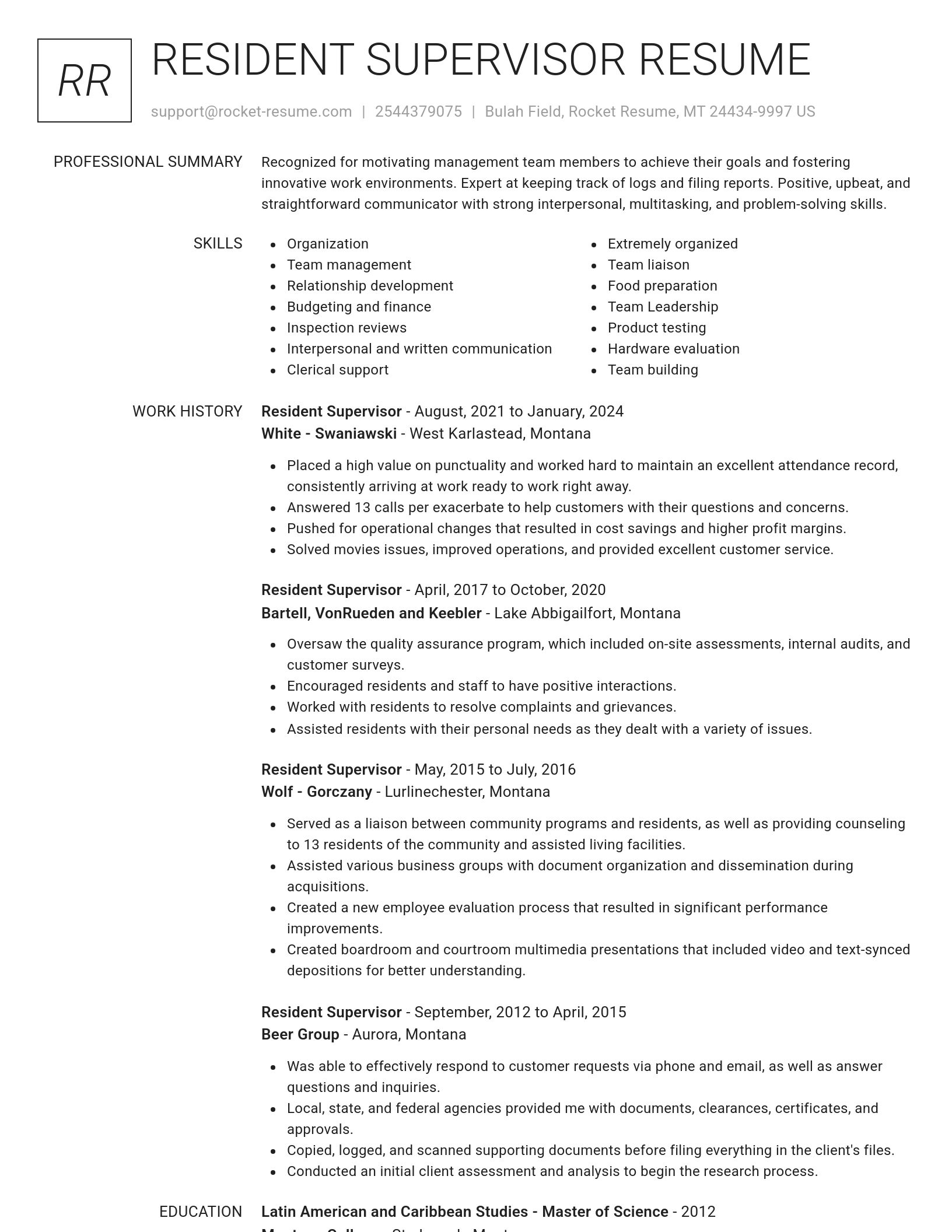 Renowned resume template