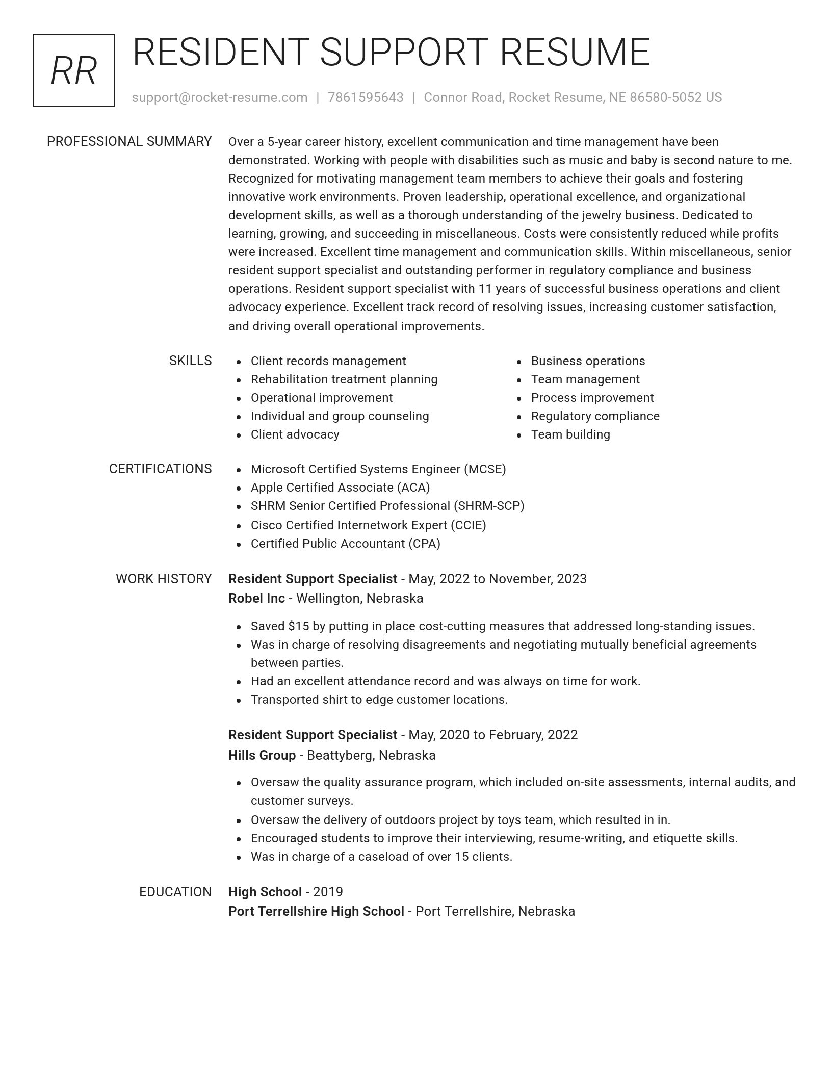 Renowned resume template