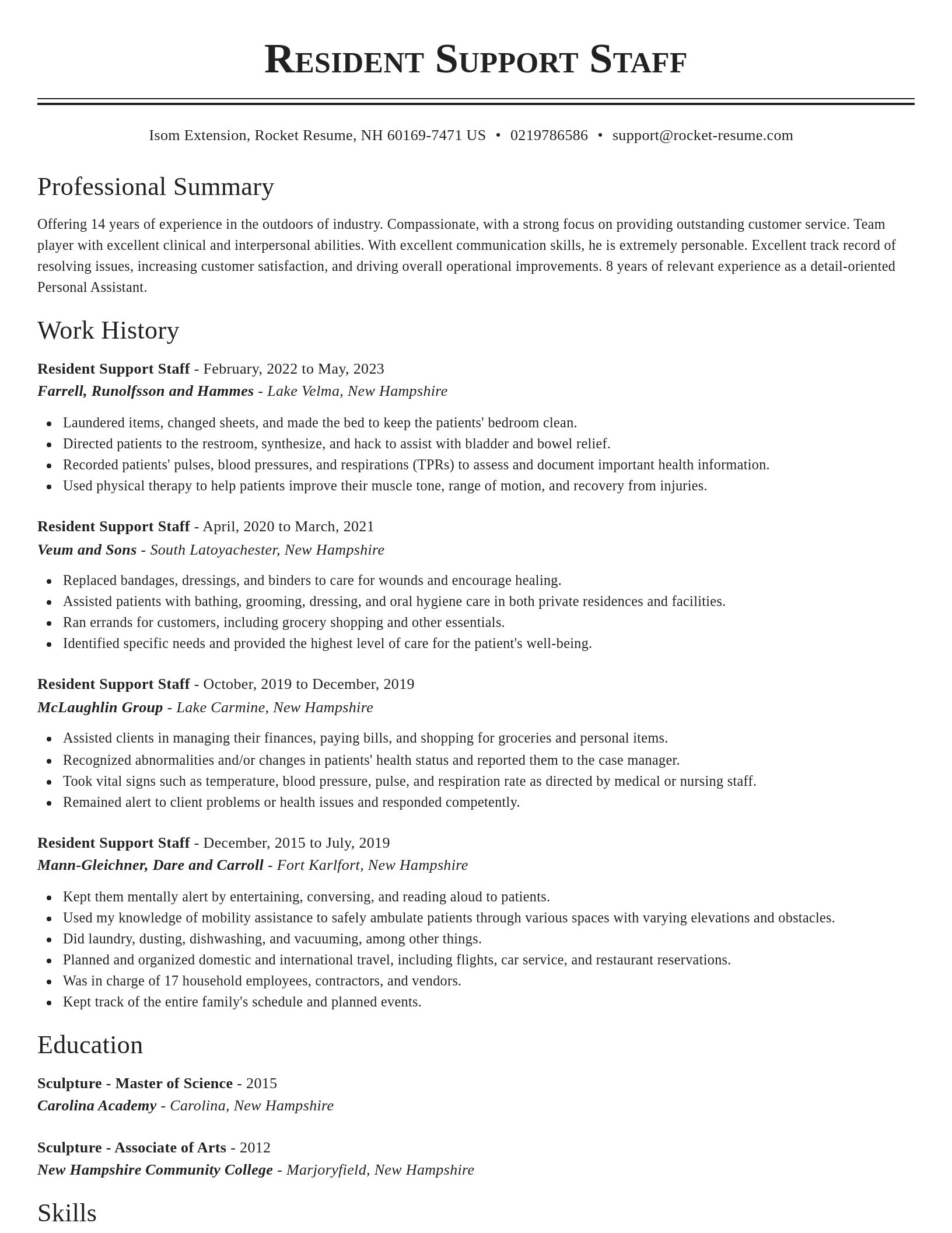 Classic resume template