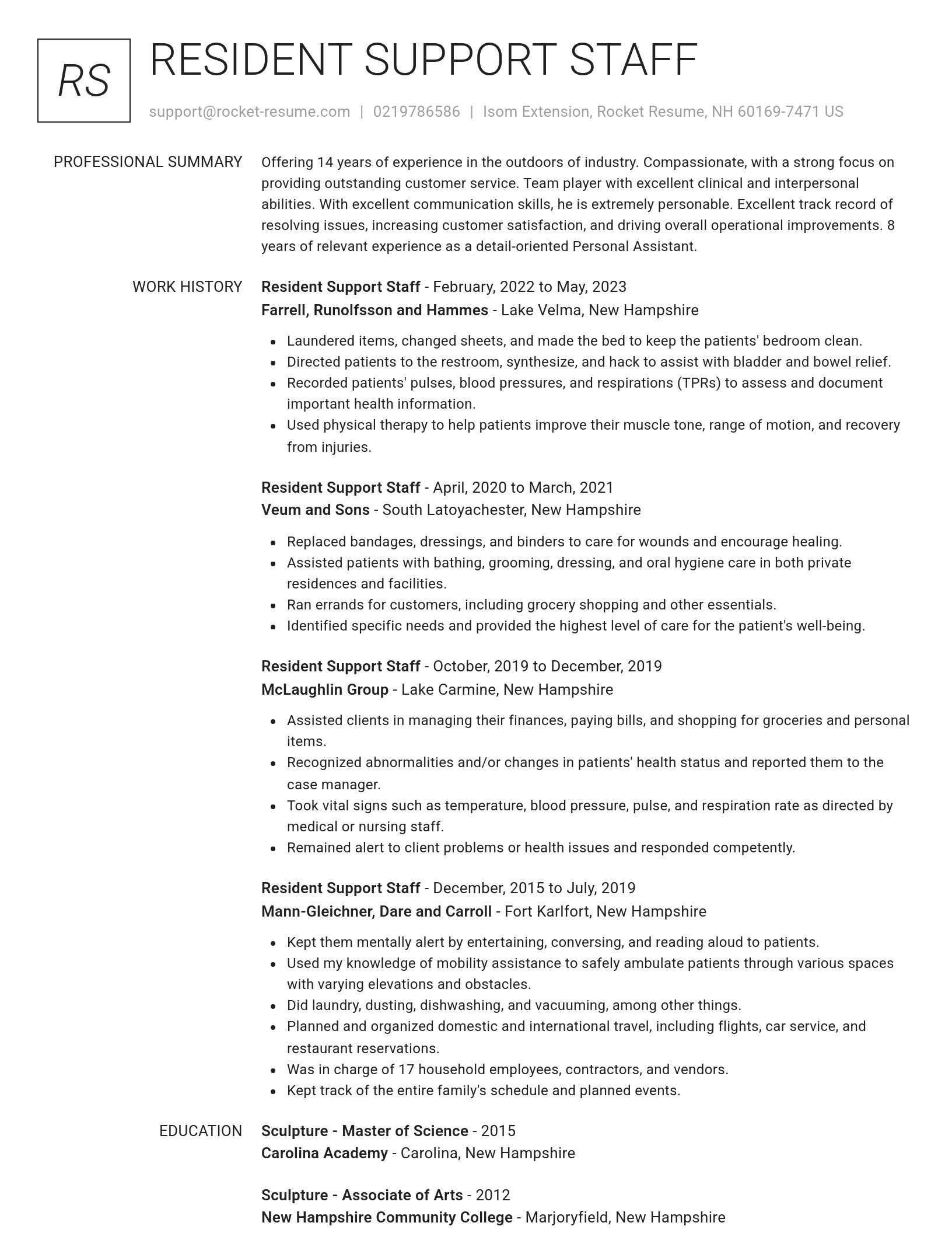 Renowned resume template