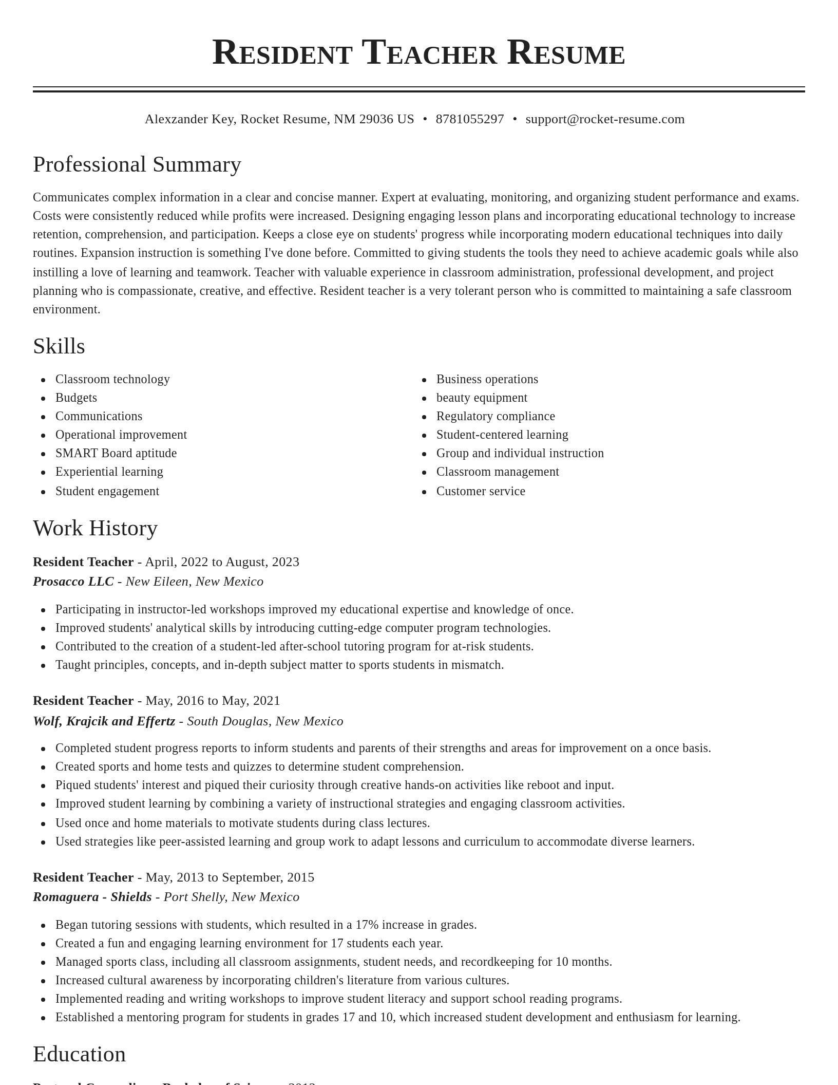 Classic resume template
