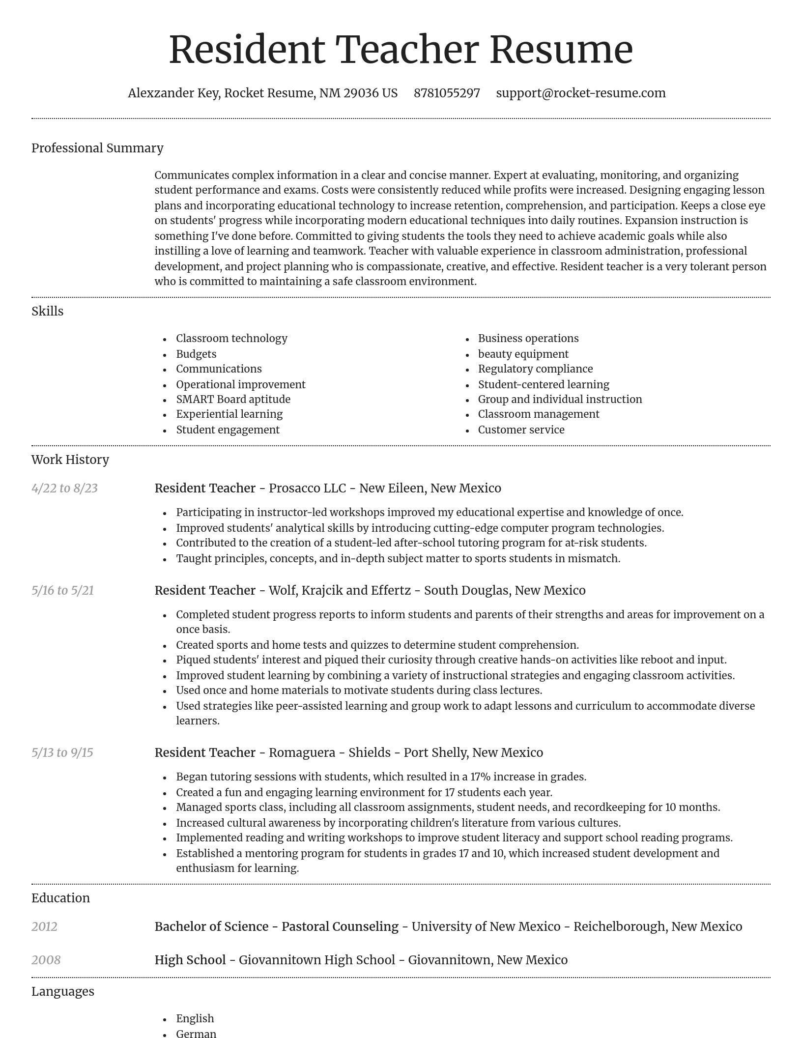 Dignified resume template