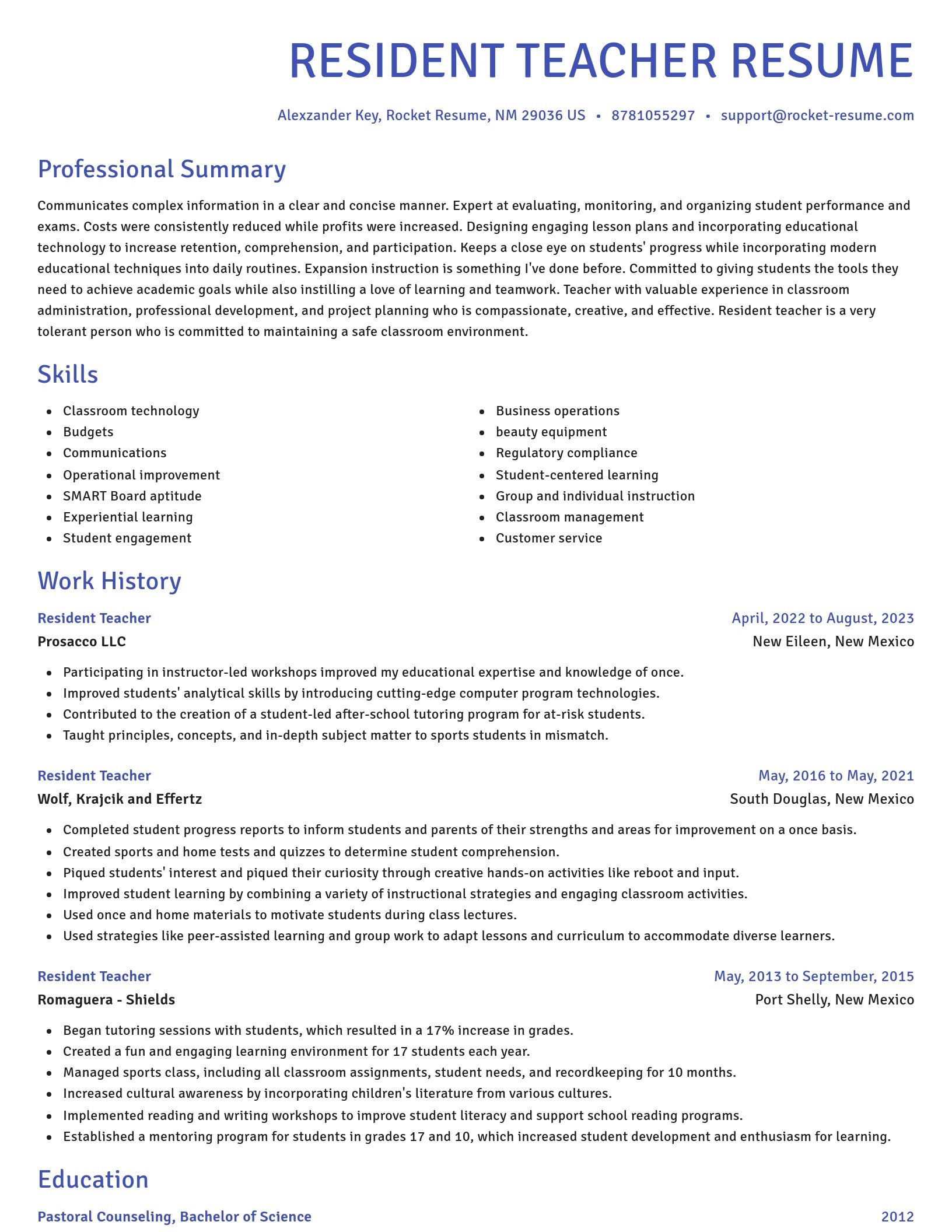 Novel resume template