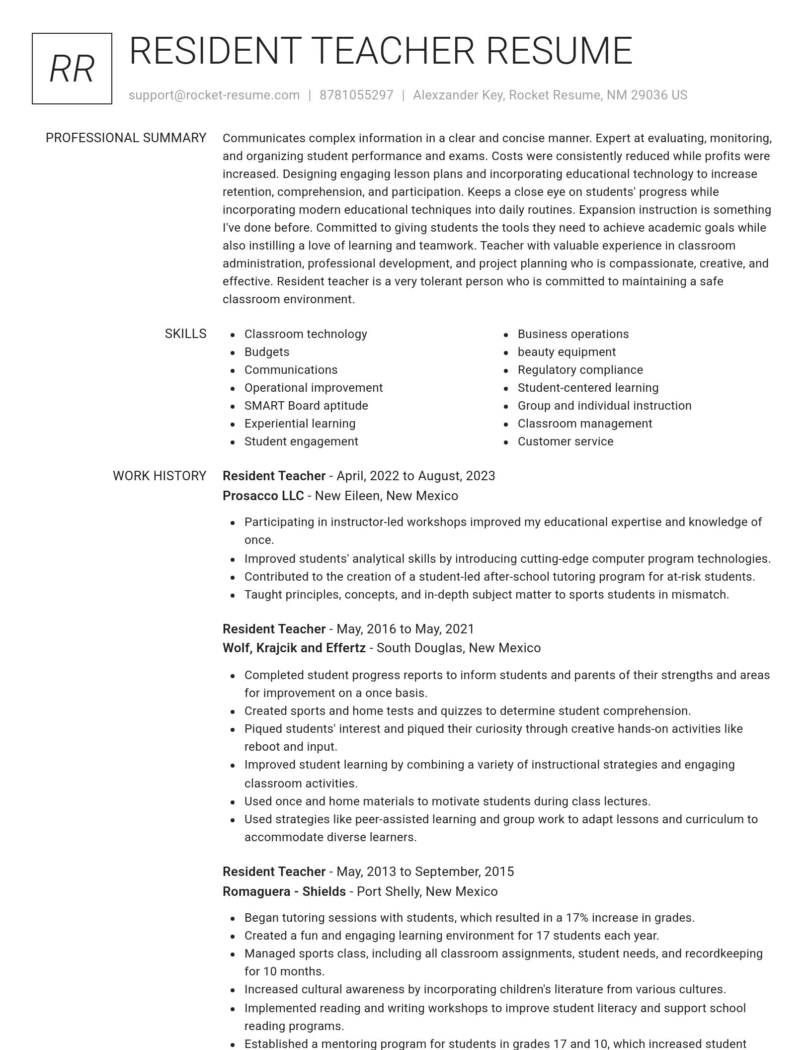 Renowned resume template