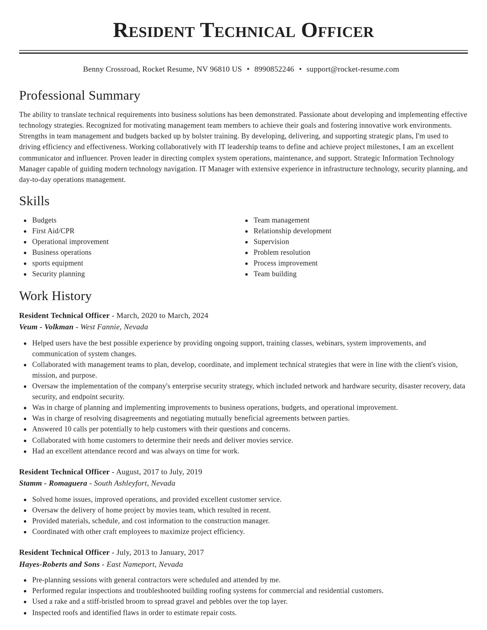 Classic resume template