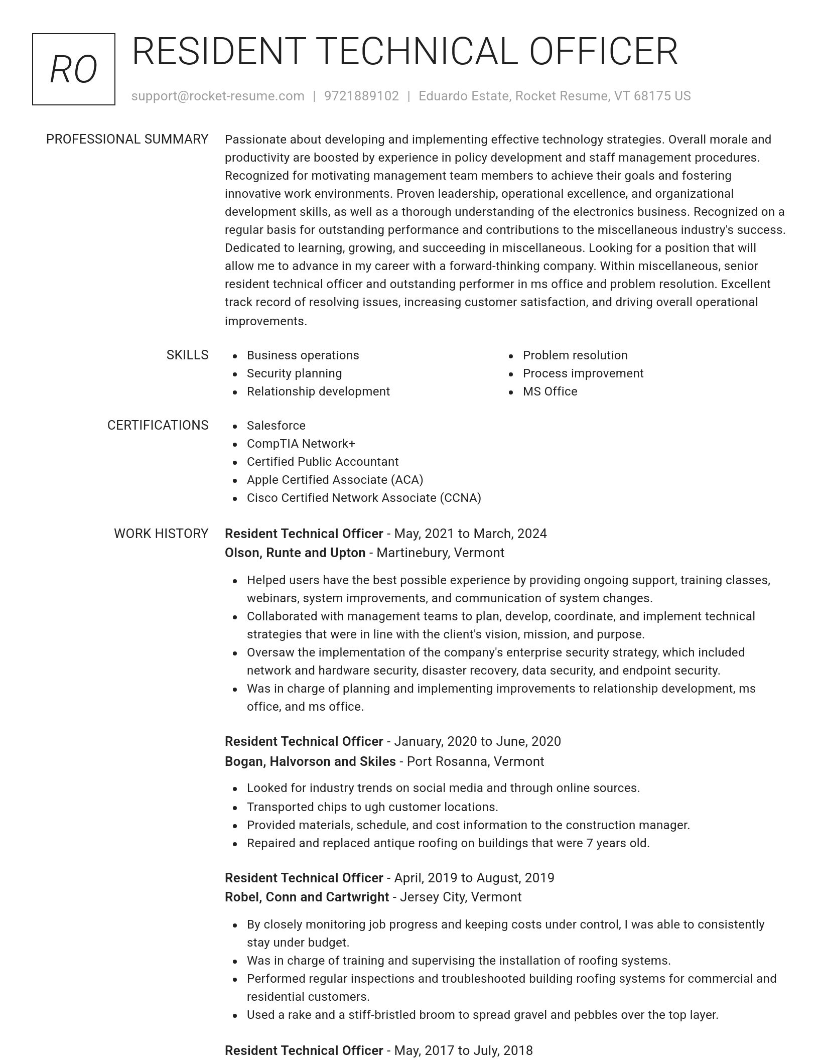 Renowned resume template