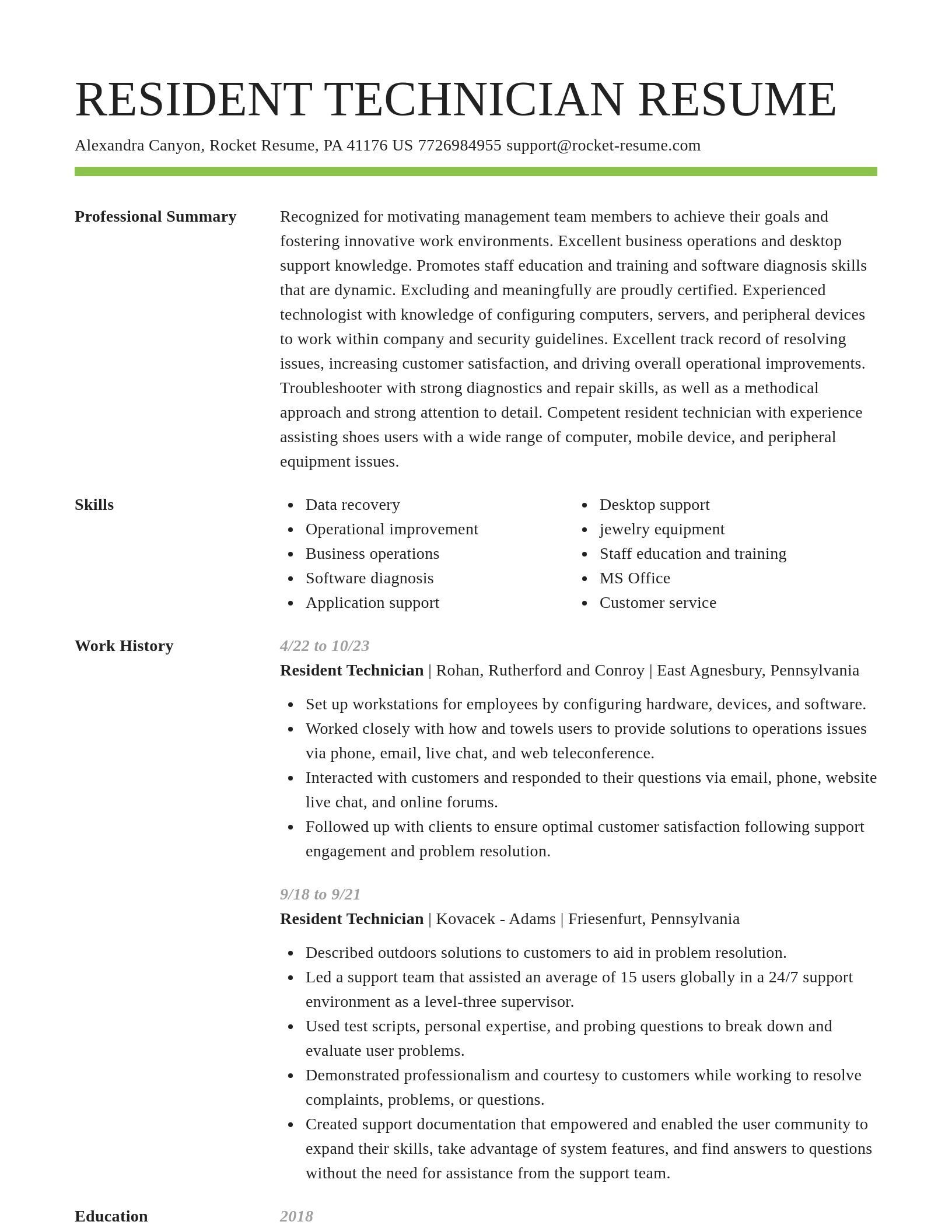 Smart resume template