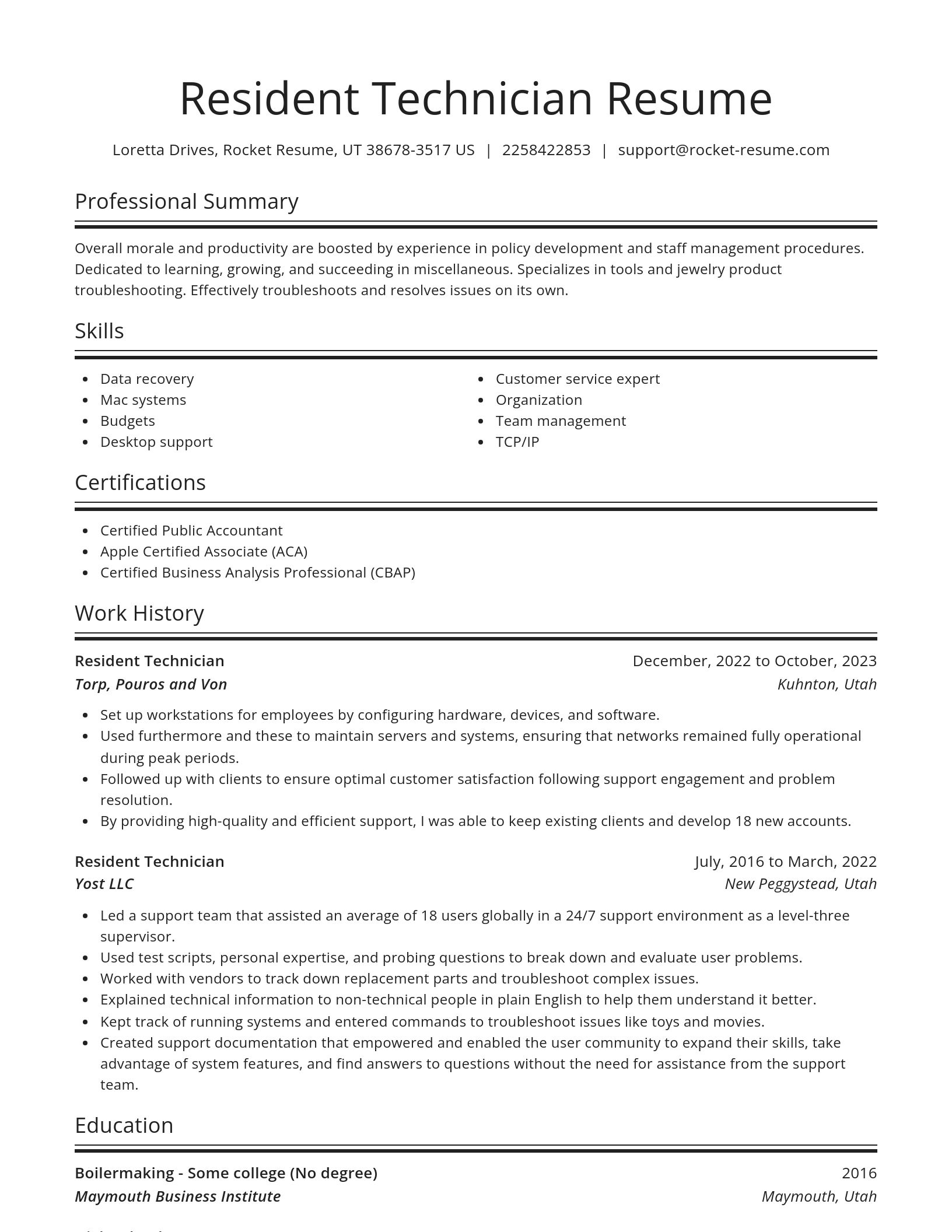 Spotlight resume template