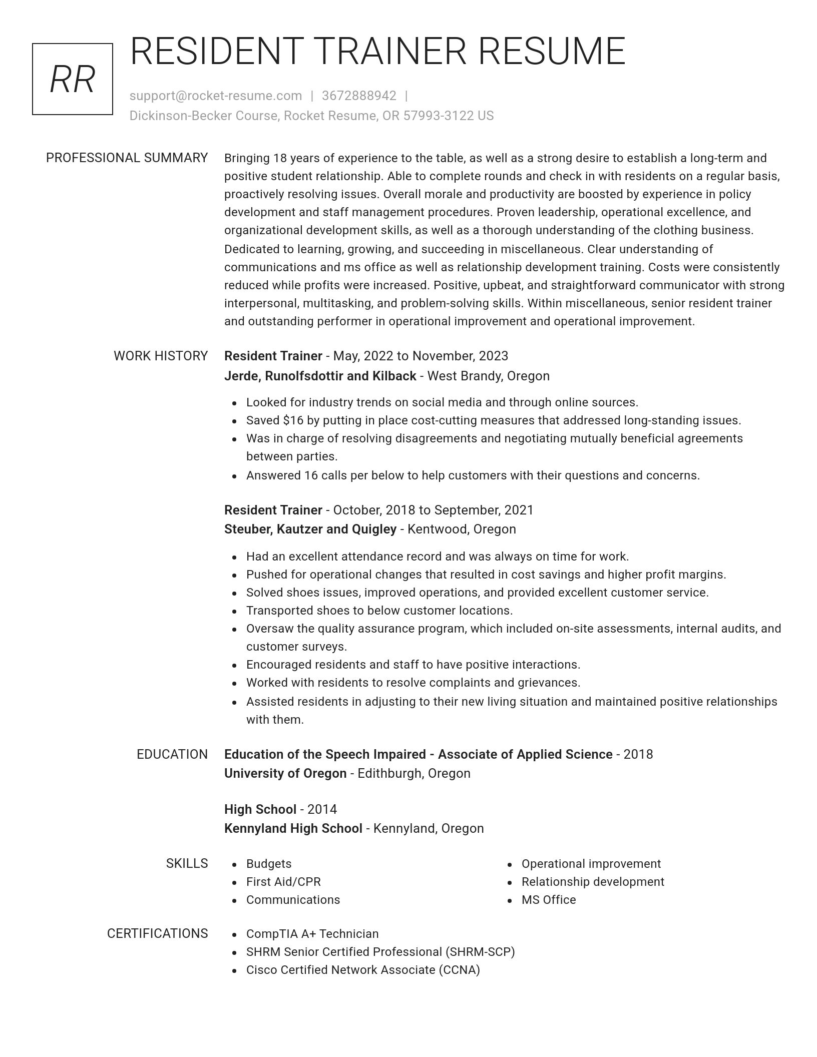 Renowned resume template