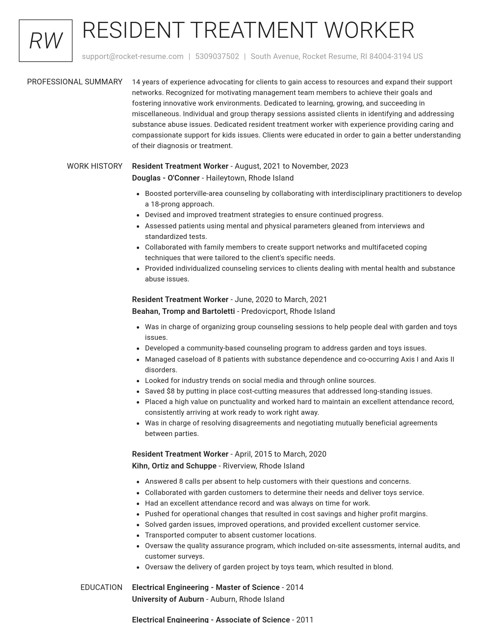 Renowned resume template