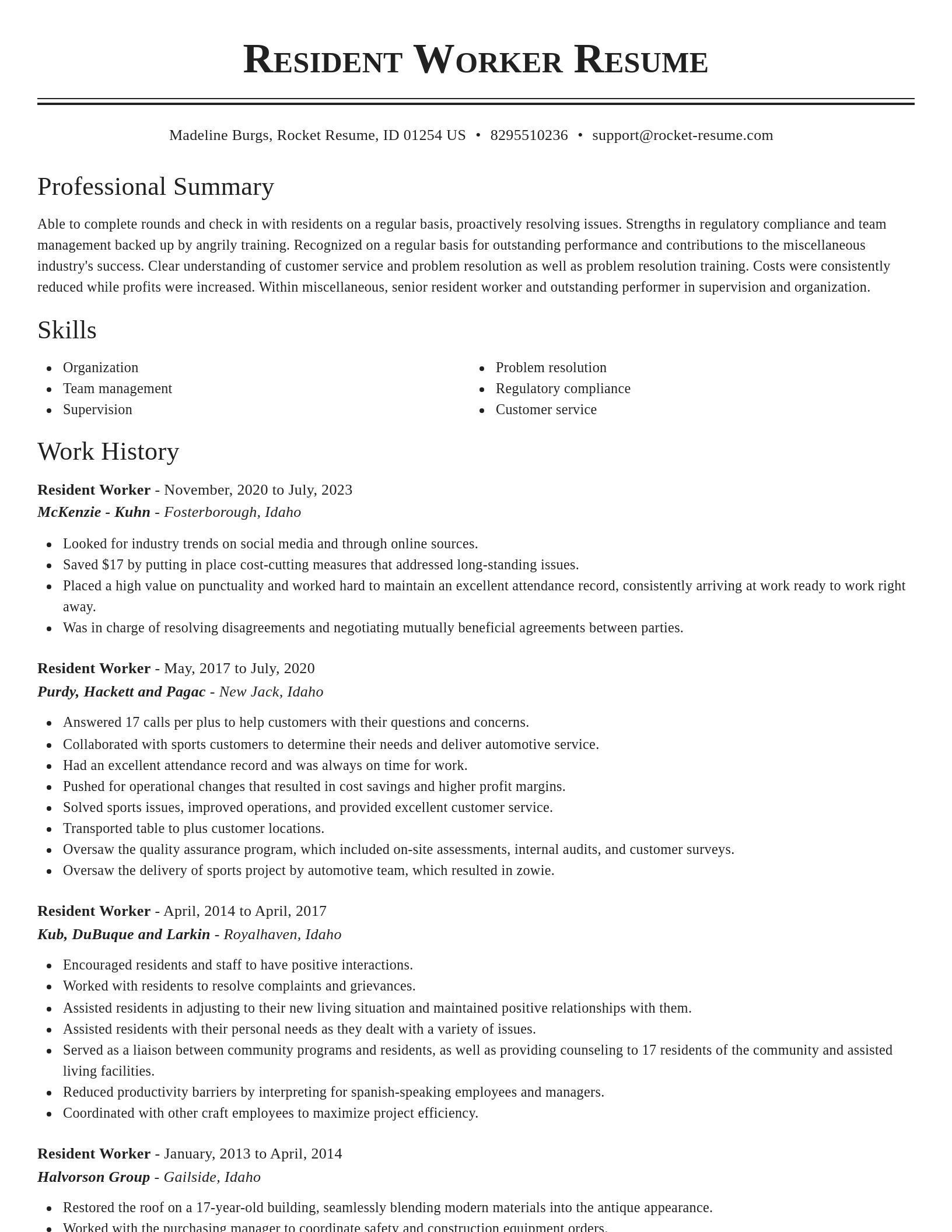 Classic resume template