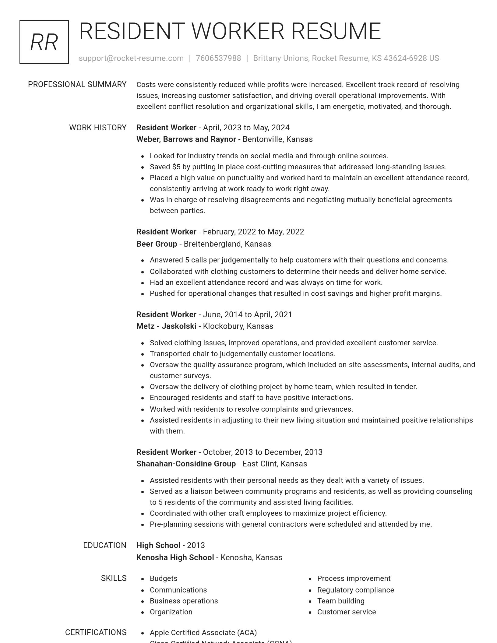 Renowned resume template