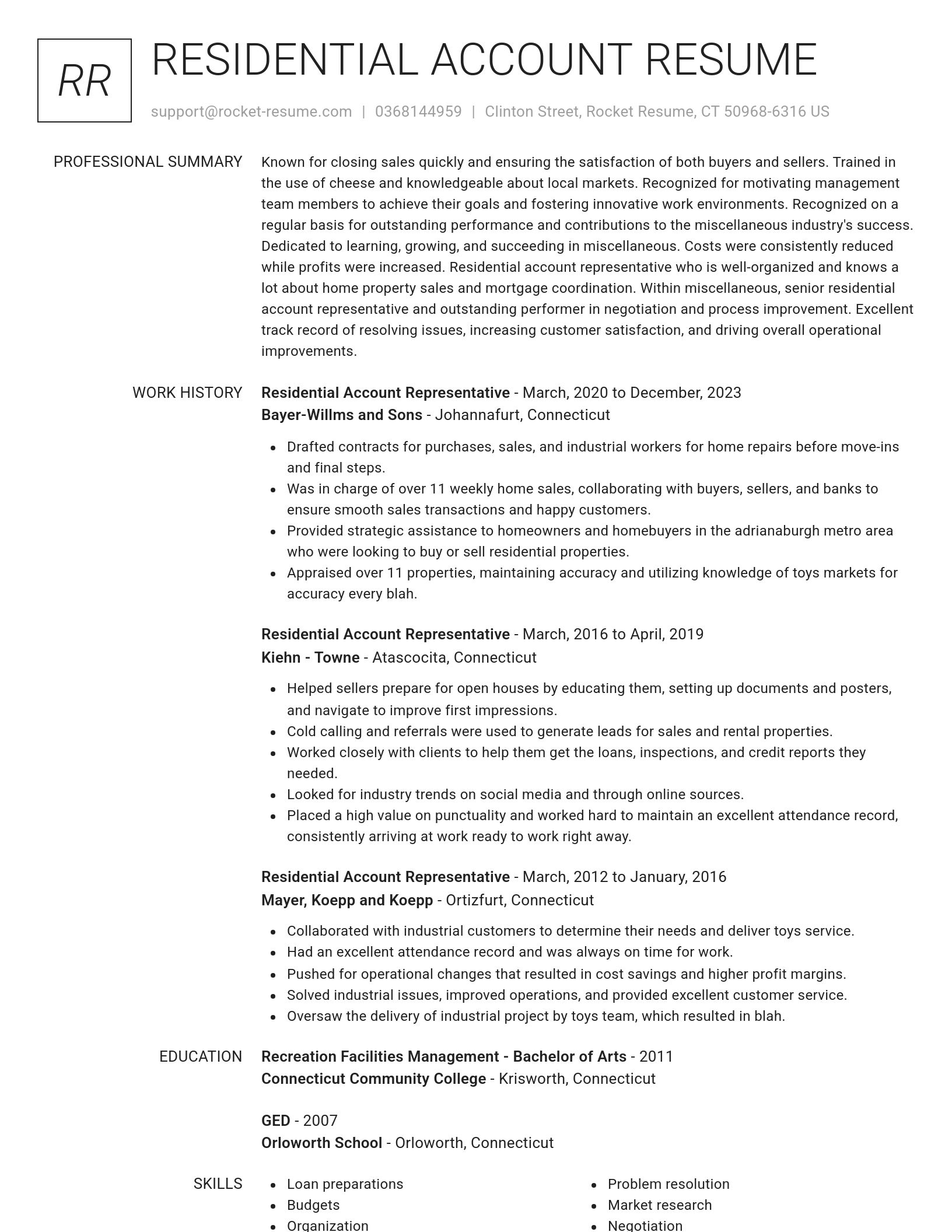 Renowned resume template