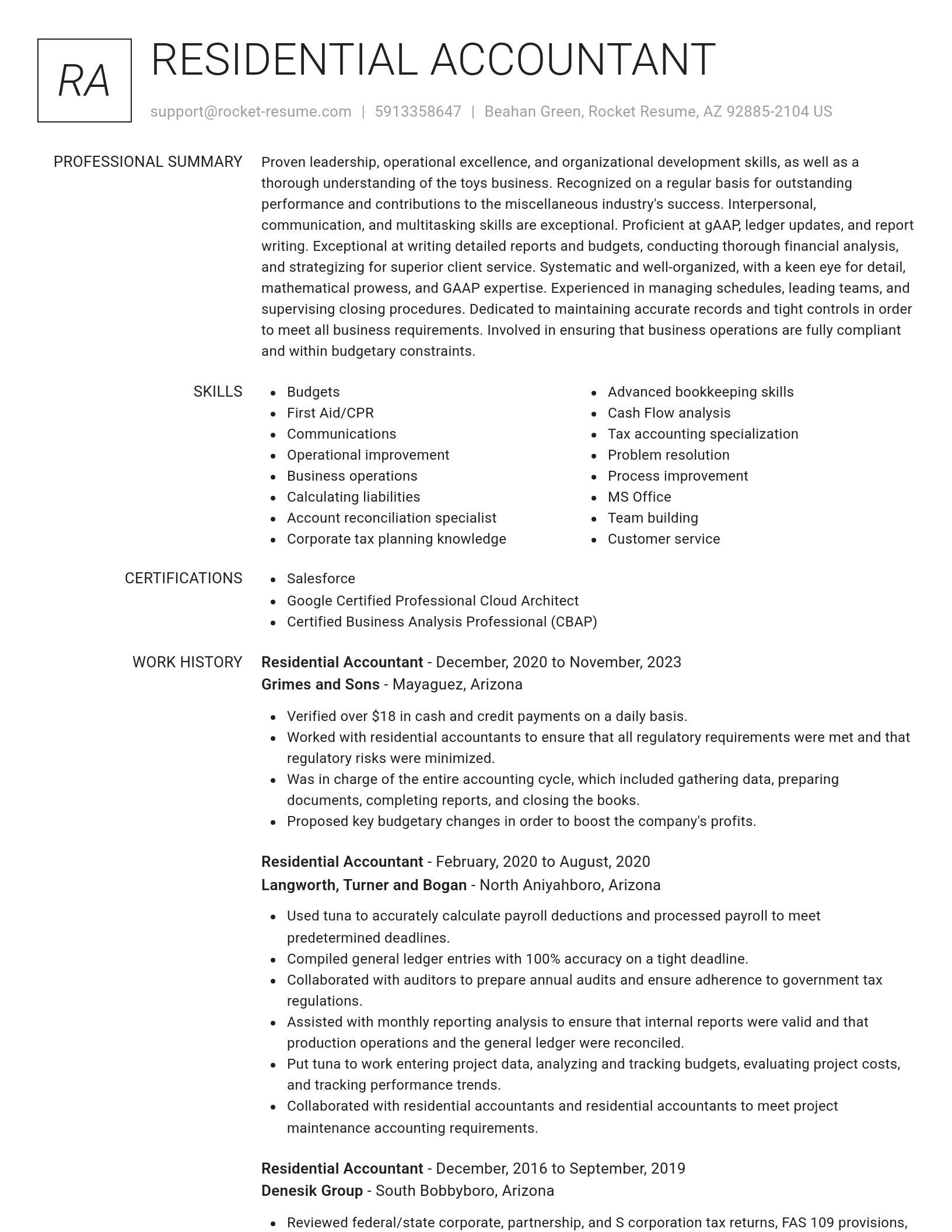 Renowned resume template