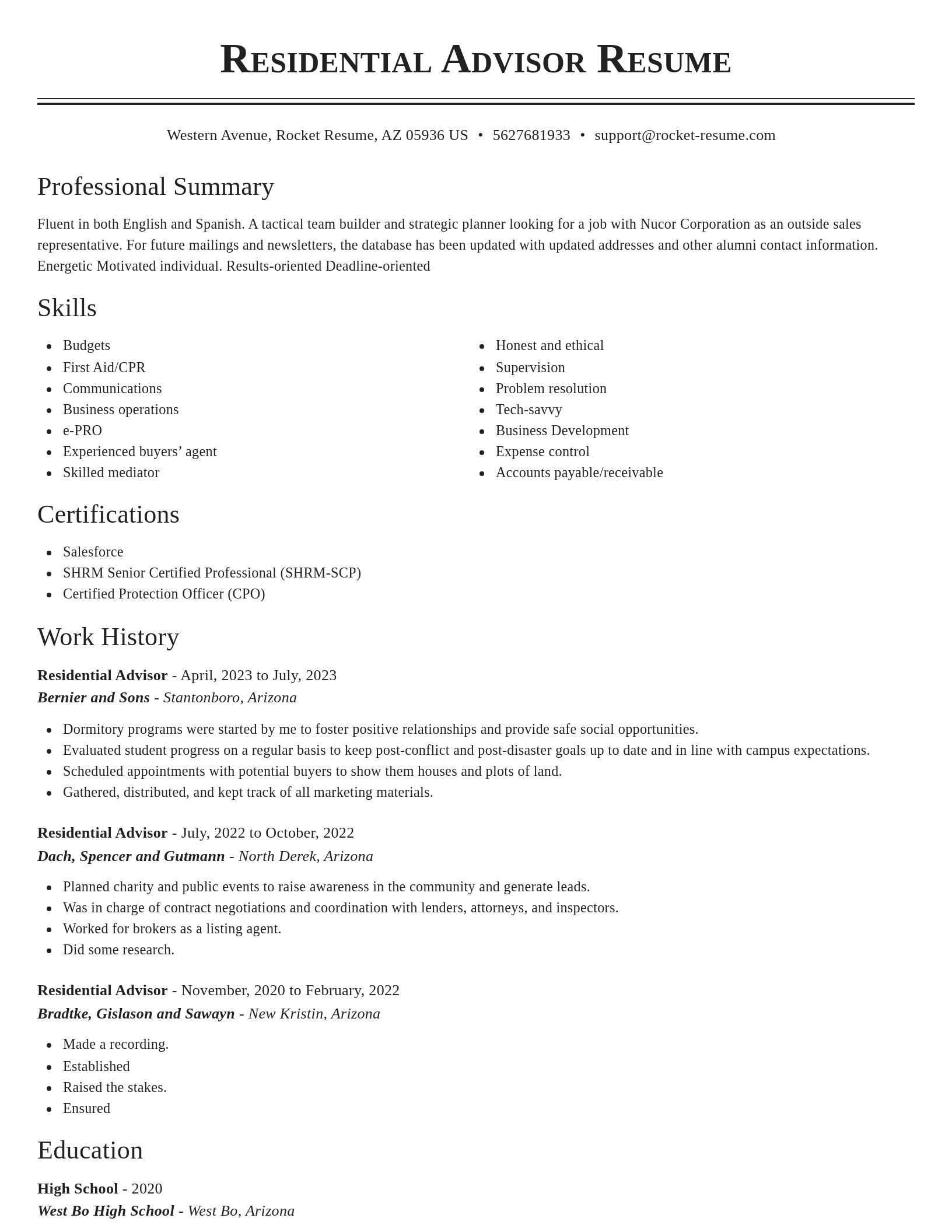 Classic resume template